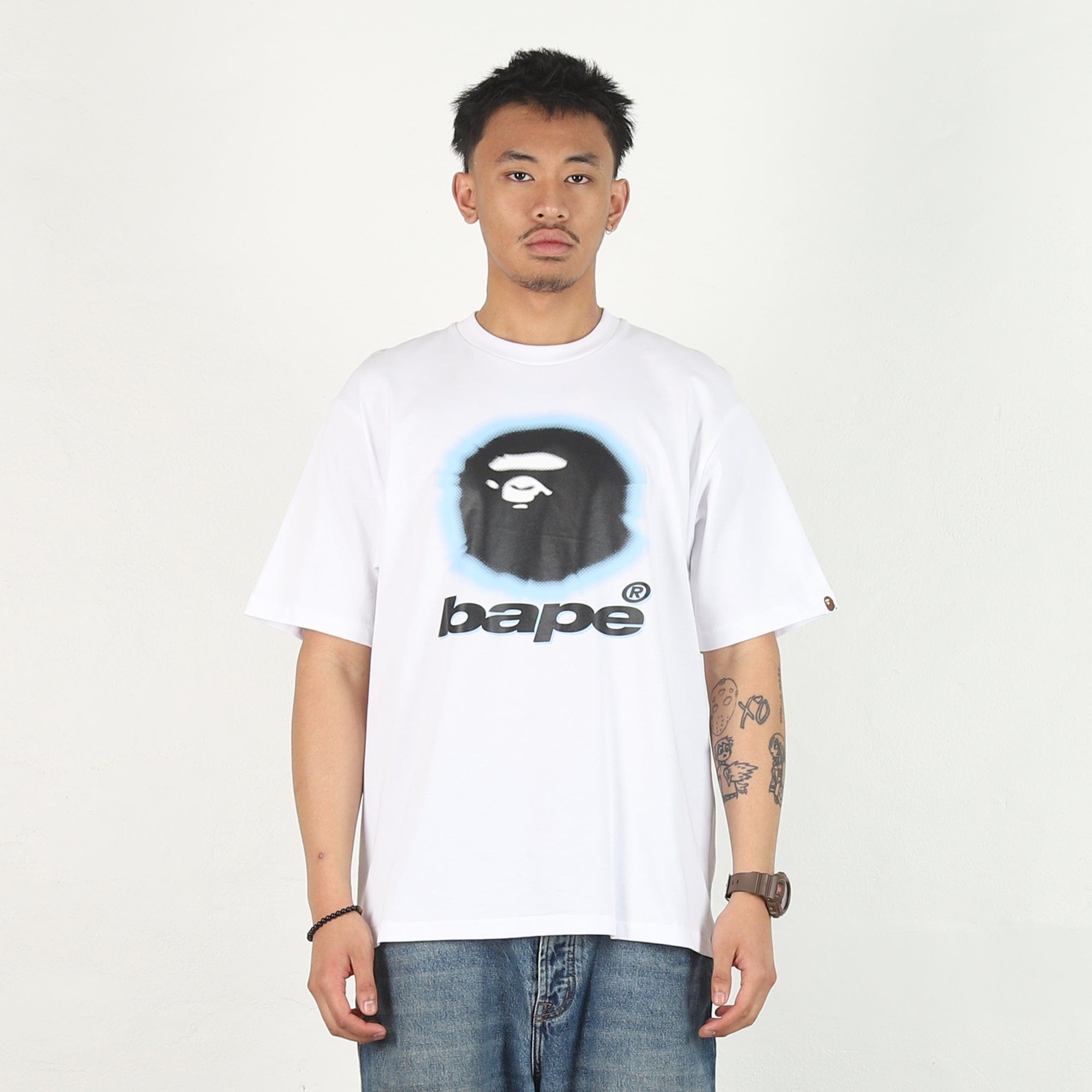 BAPE Spray Ape Head Relaxed T-Shirt - White
