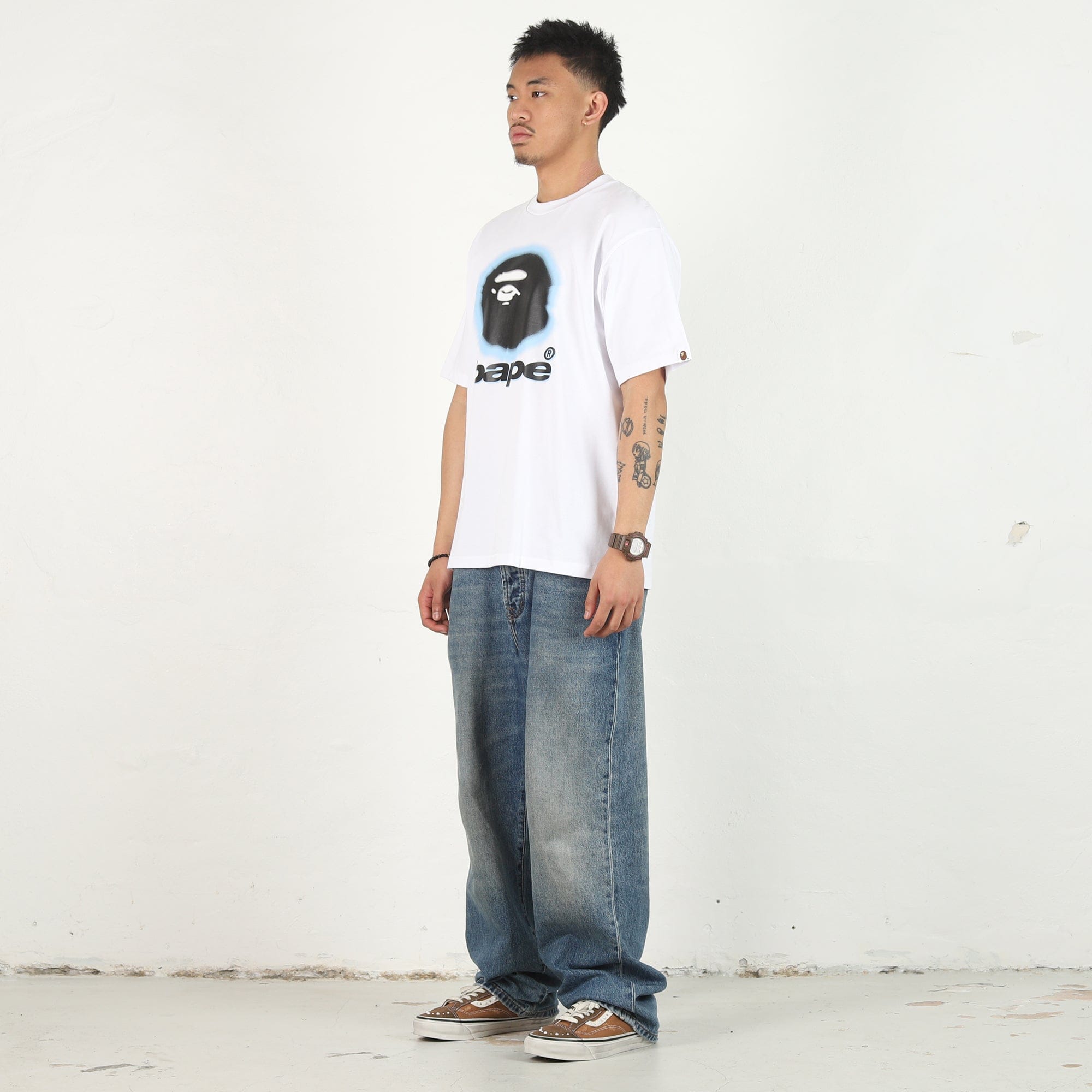 BAPE Spray Ape Head Relaxed T-Shirt - White