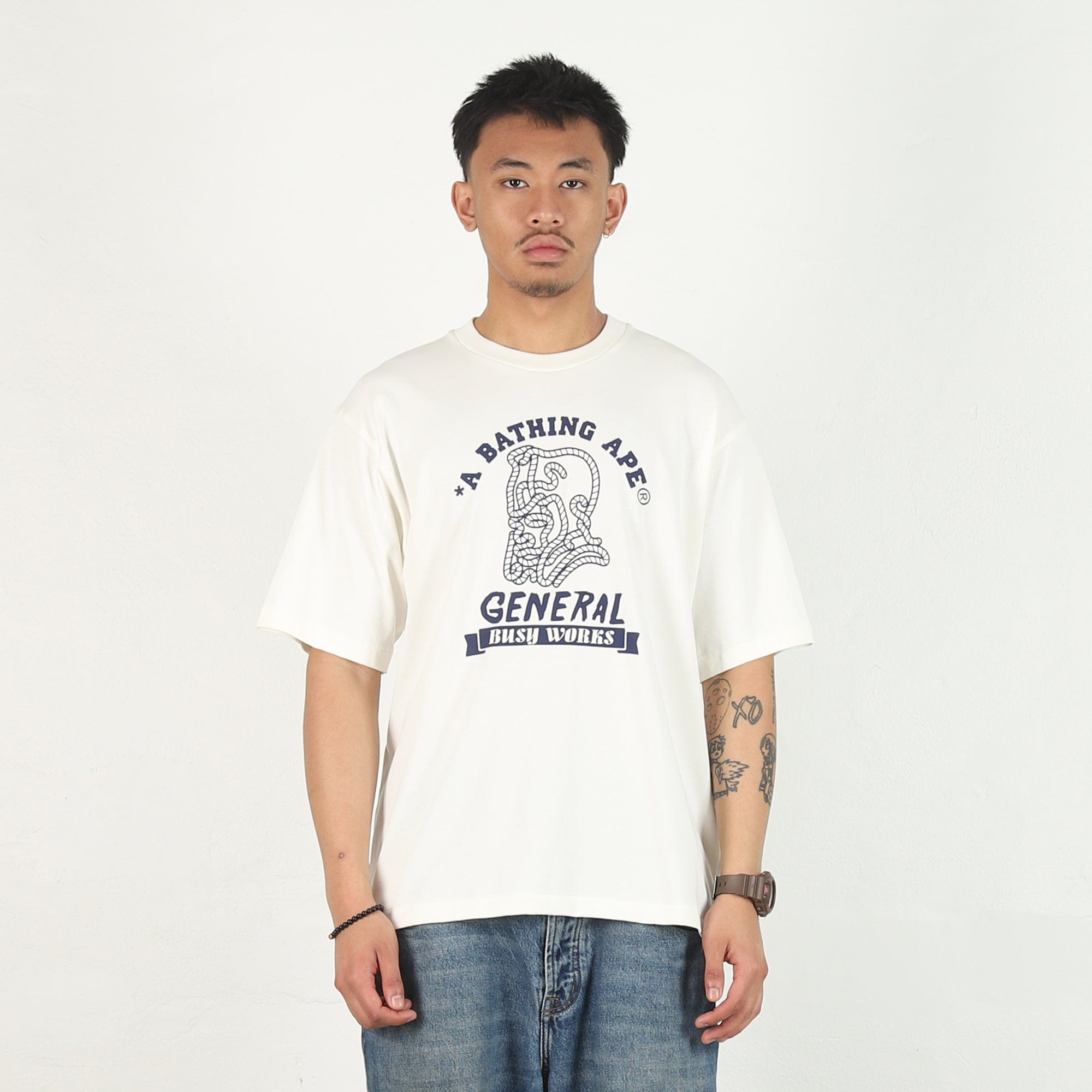 BAPE Ape General College Relaxed T-Shirt - Ivory