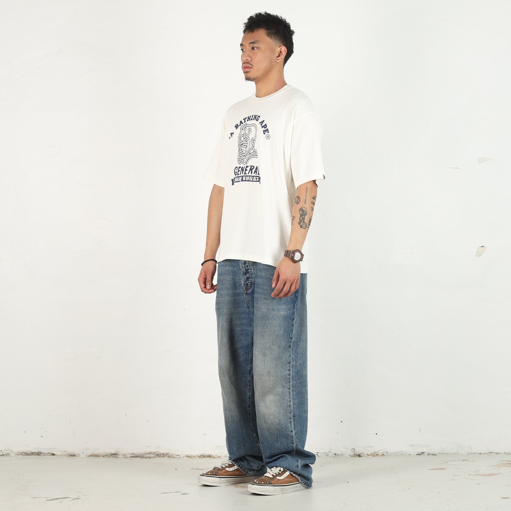 BAPE Ape General College Relaxed T-Shirt - Ivory