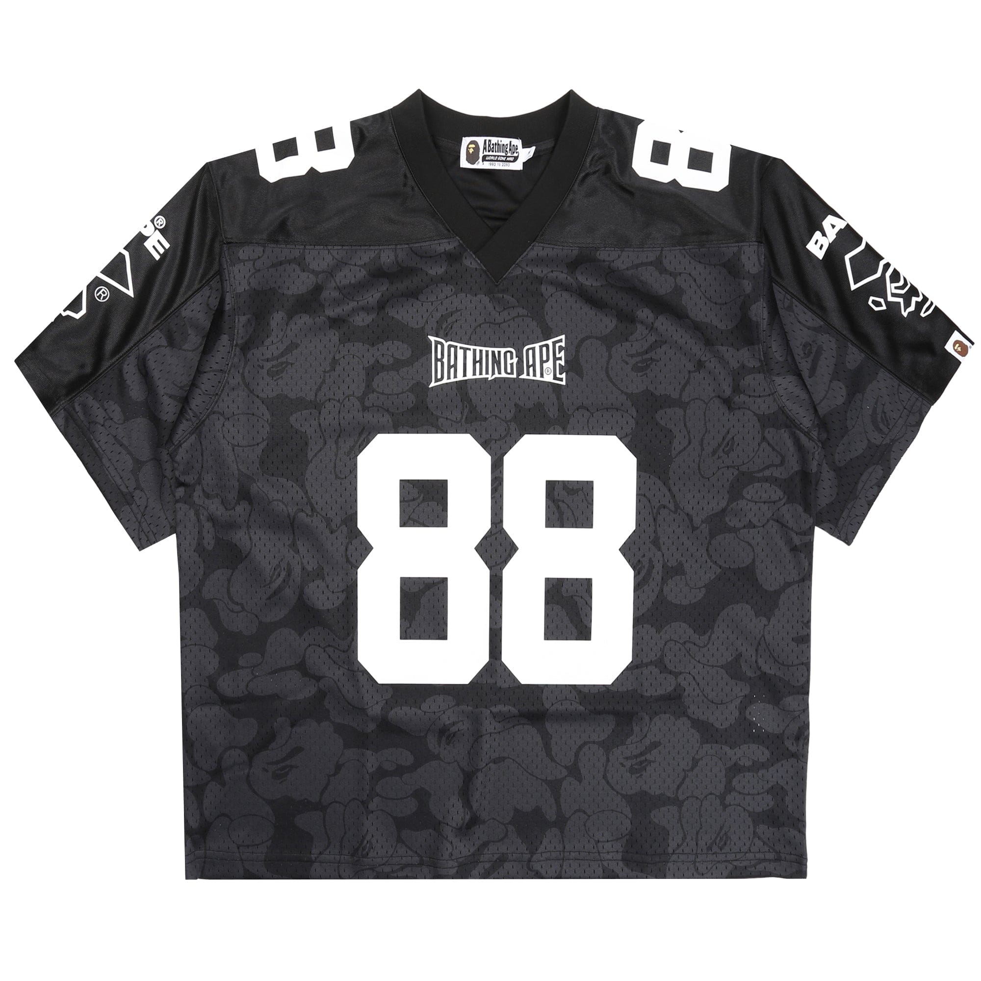 BAPE Solid Camo Logo Football Jersey T-Shirt - Black