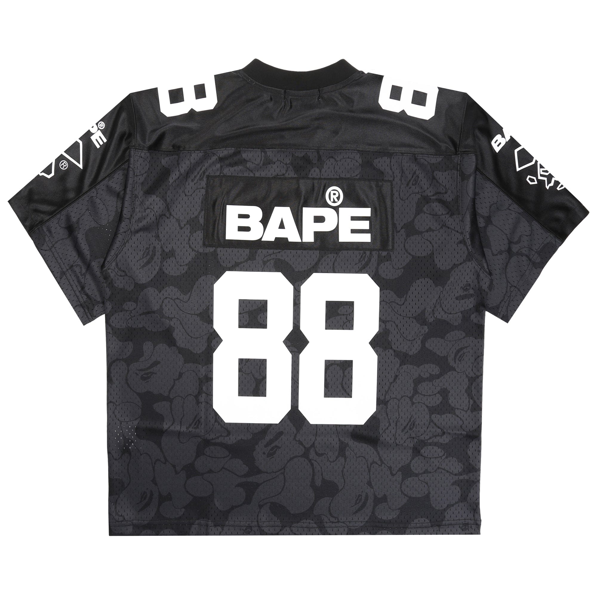 BAPE Solid Camo Logo Football Jersey T-Shirt - Black