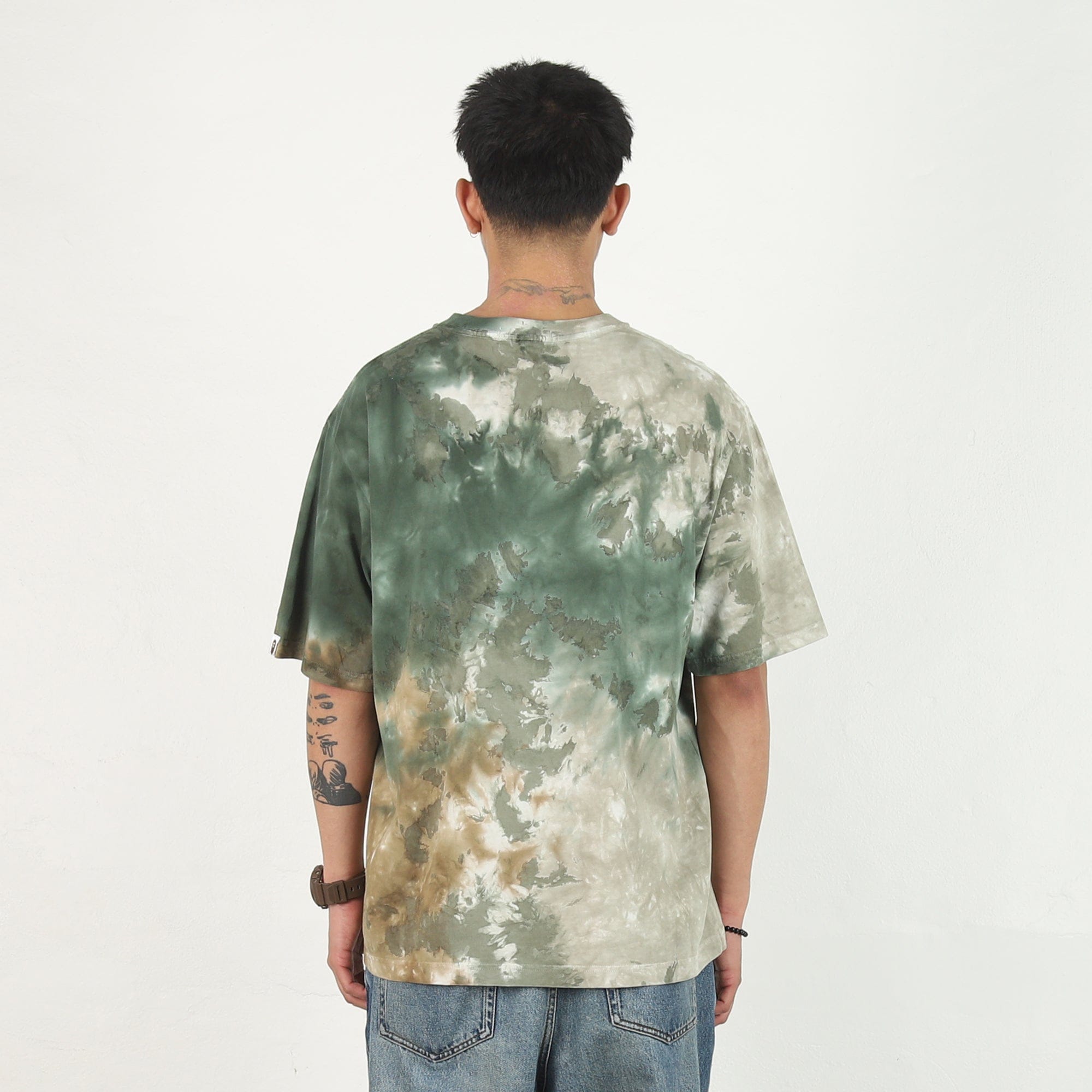 BAPE Tie Dye College Relaxed T-Shirt - Olive