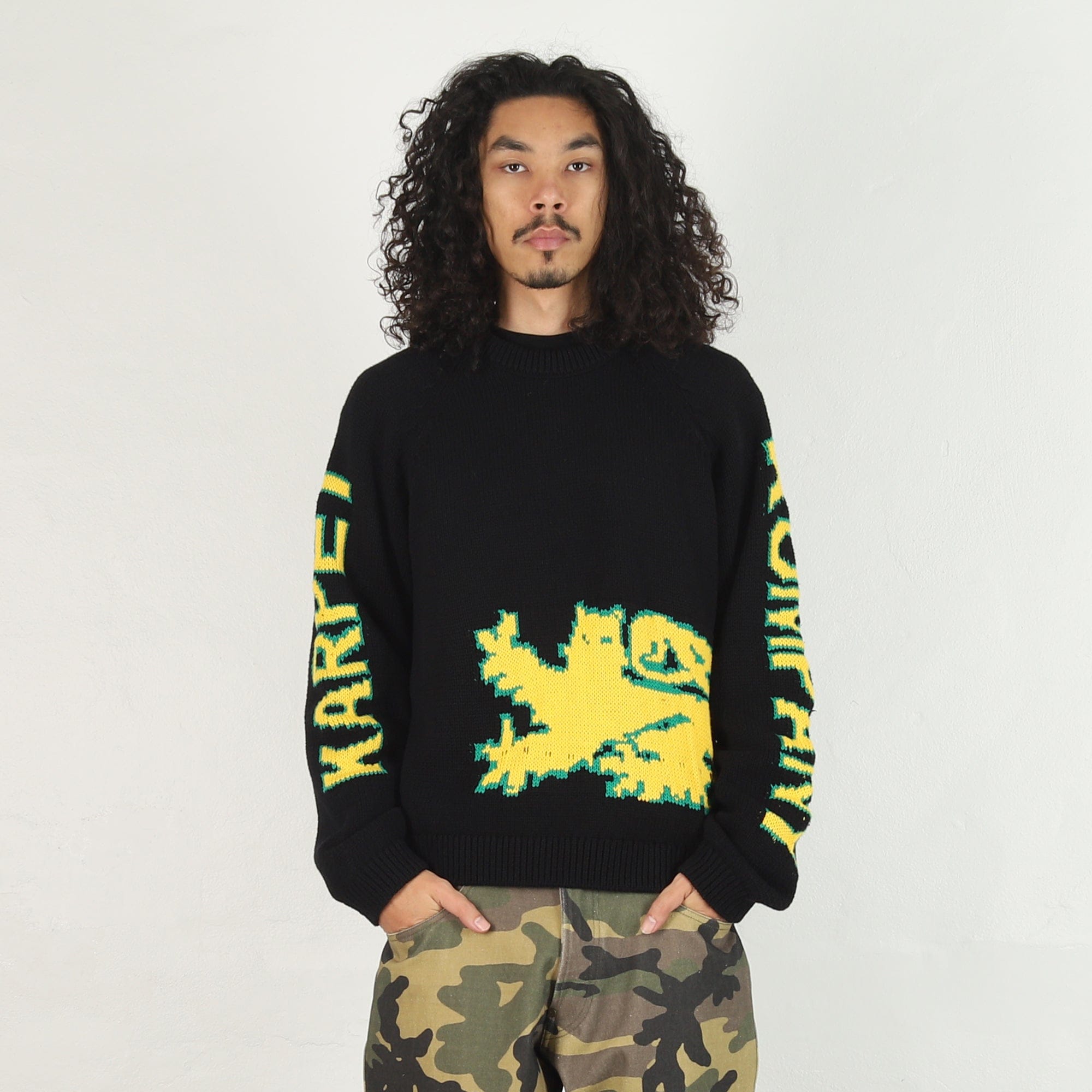 Carpet Lion Woven Sweater - Black