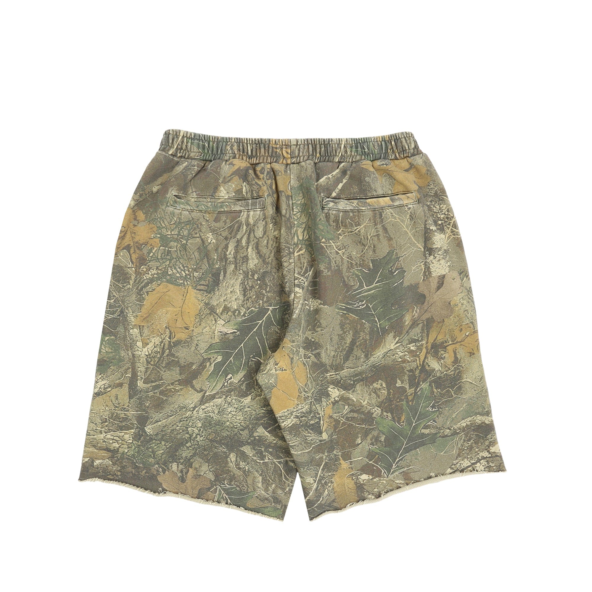 Death Rites Script Cut-Off Sweat Shorts - Tree Camo