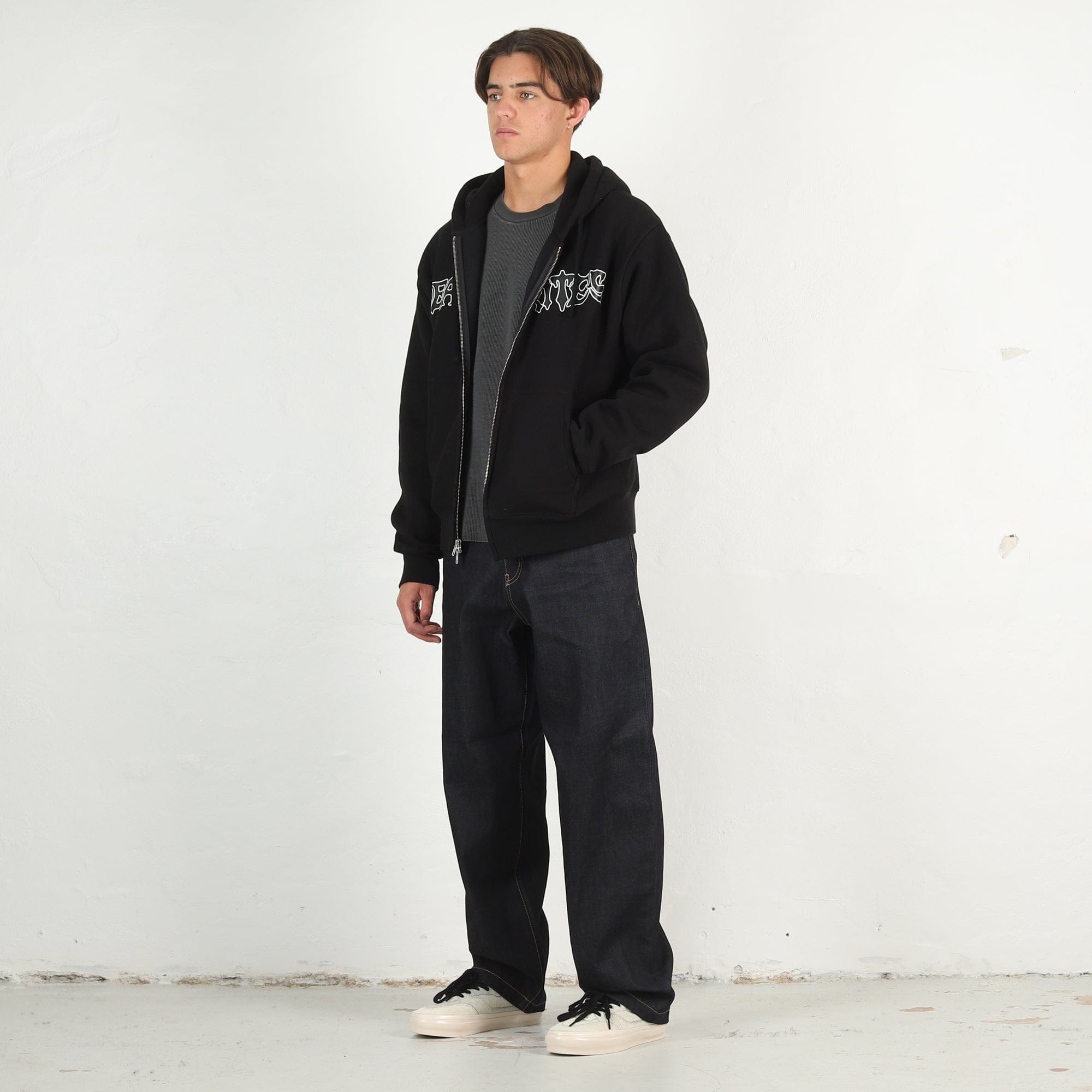 Death Rites Script Zip Hooded Sweater - Black