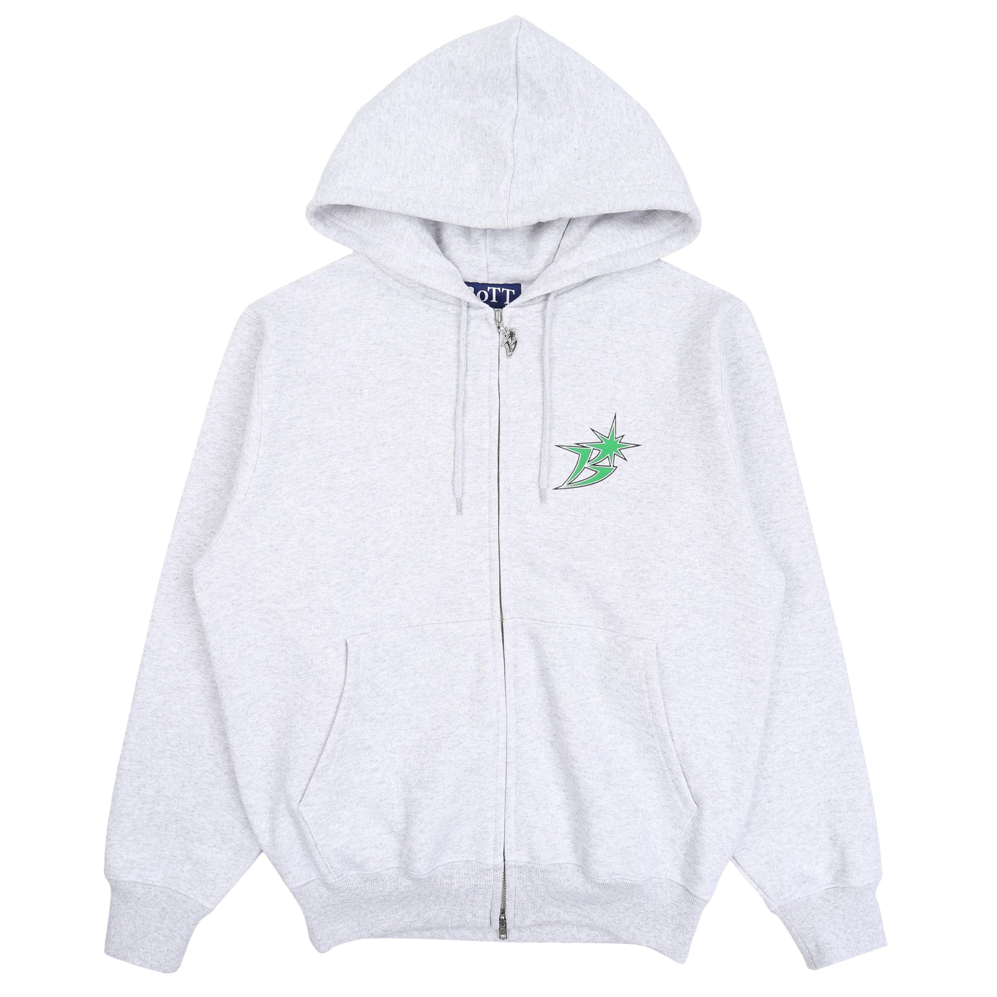 Bott B Logo Zip Hoodie - Ash/Green