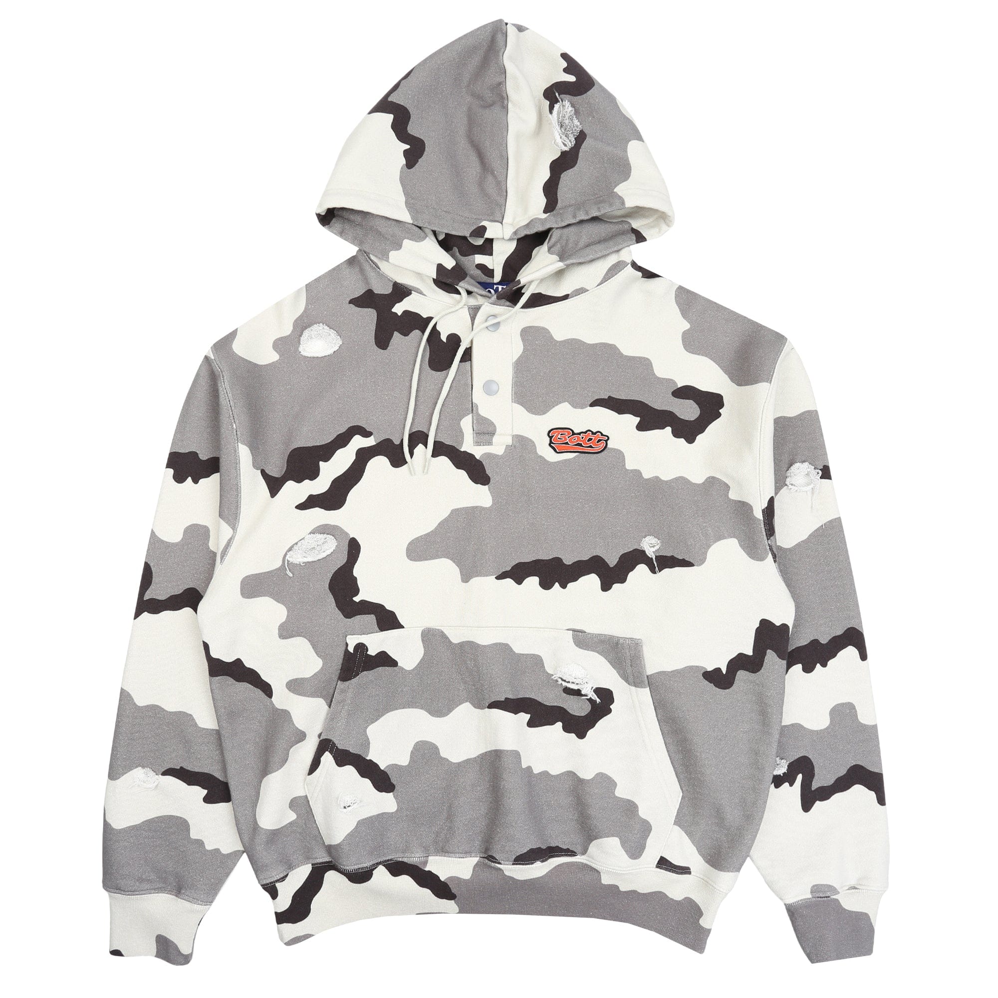 Bott Henley-neck Camo Hoodie - Grey