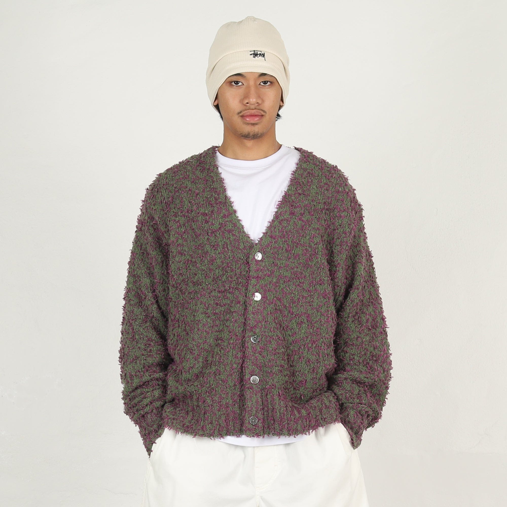 Stussy Textured Cardigan- Purple/Green