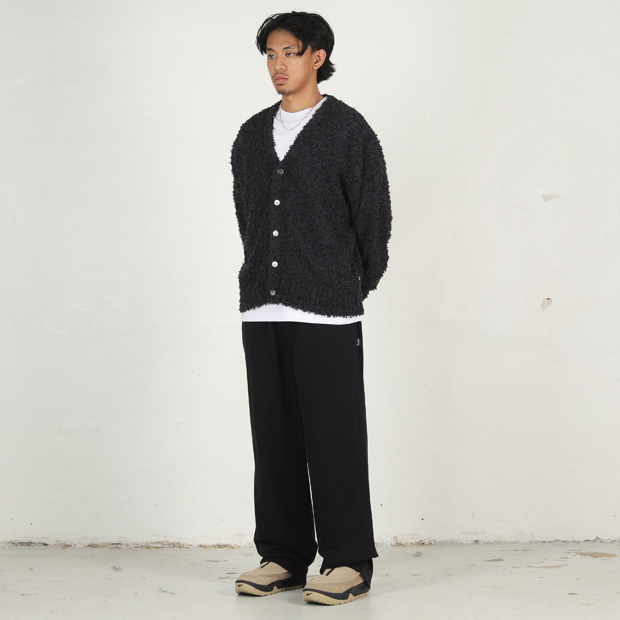 Stussy Textured Cardigan- Black