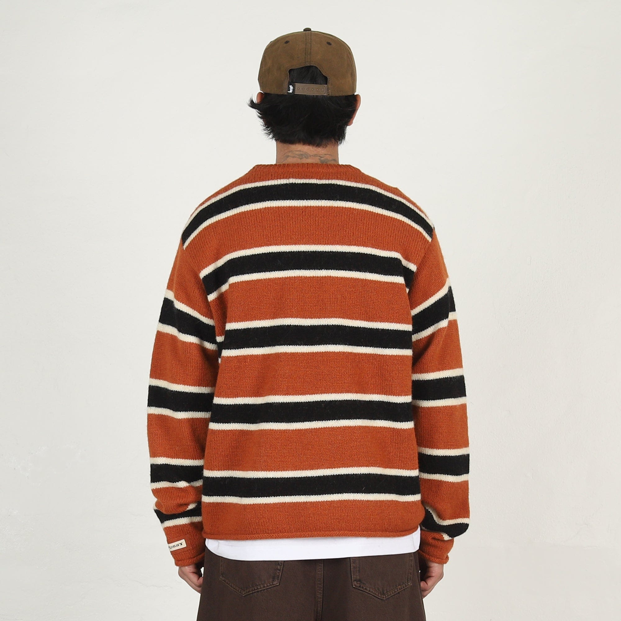 Stussy Striped Wool Sweater- Umber
