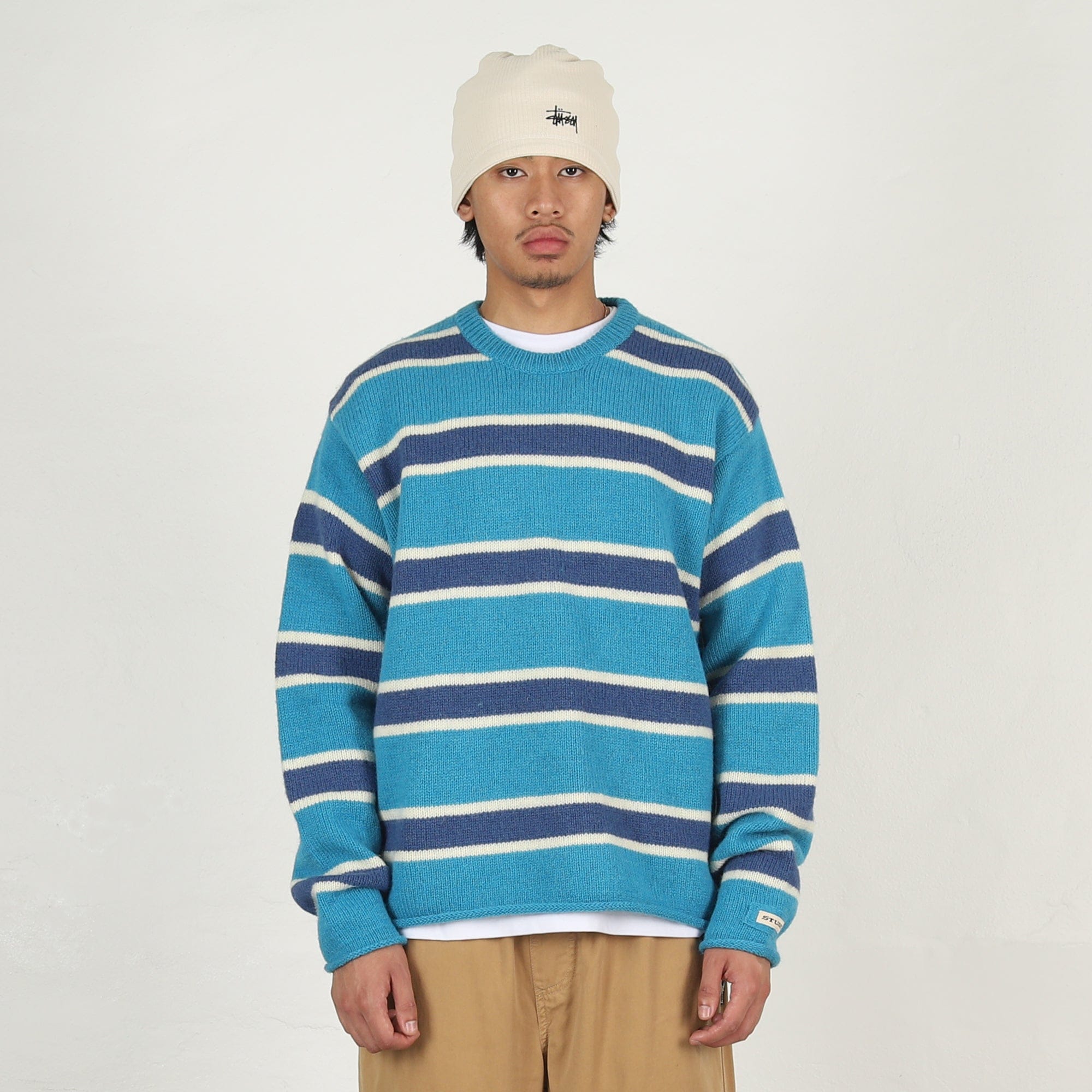 Stussy Striped Wool Sweater- Blue