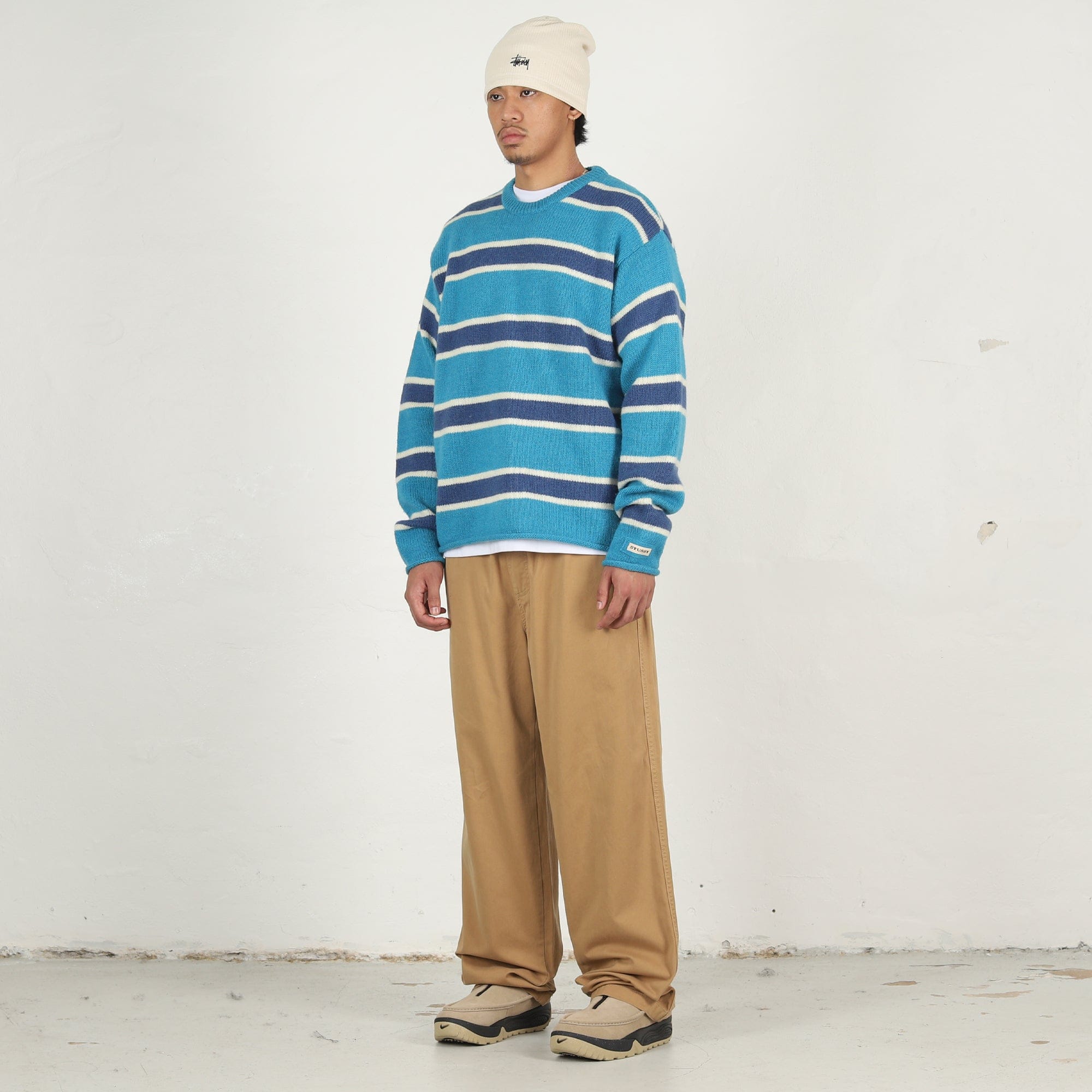 Stussy Striped Wool Sweater- Blue