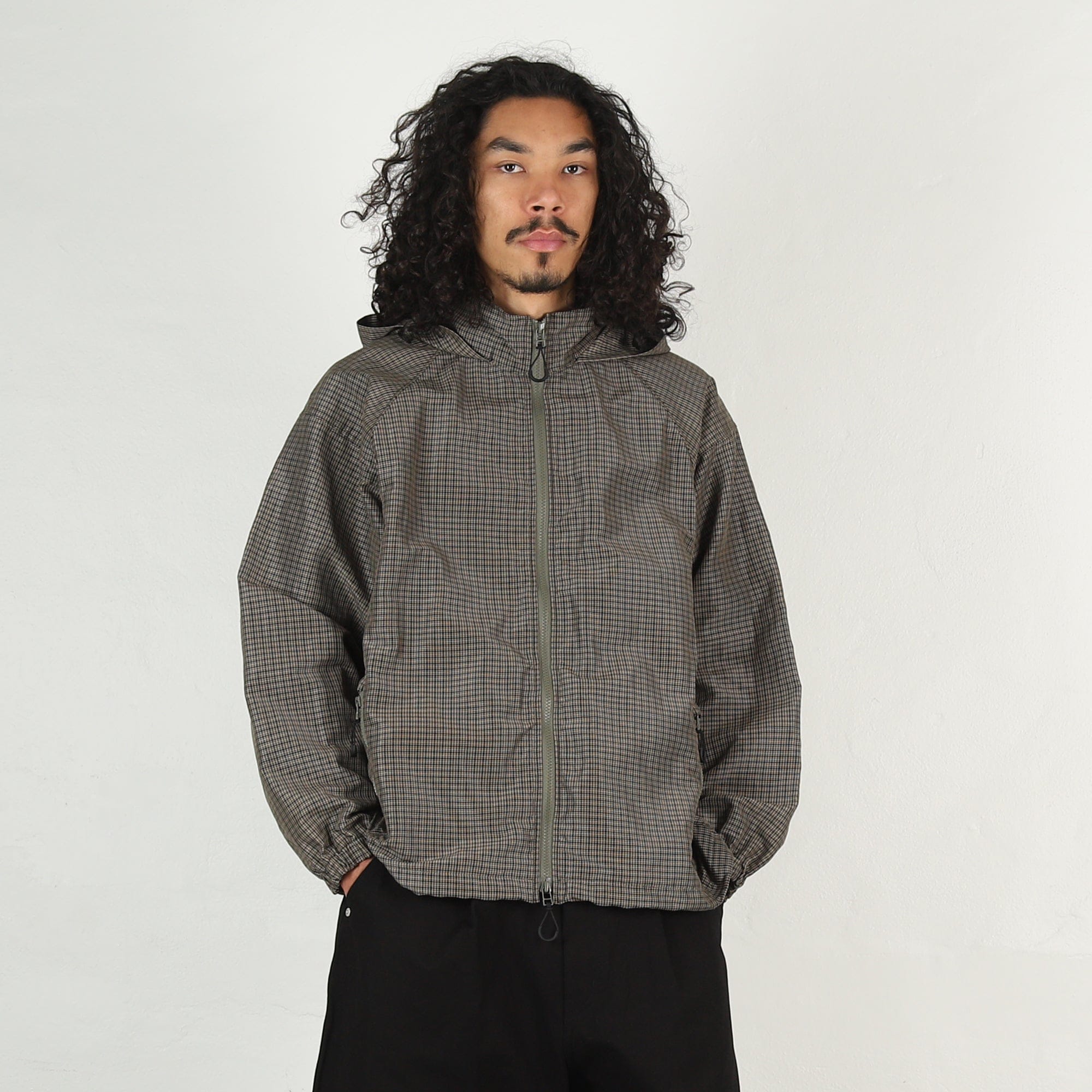 Cdg Homme Polyester Ramie Check Jacket - Khaki