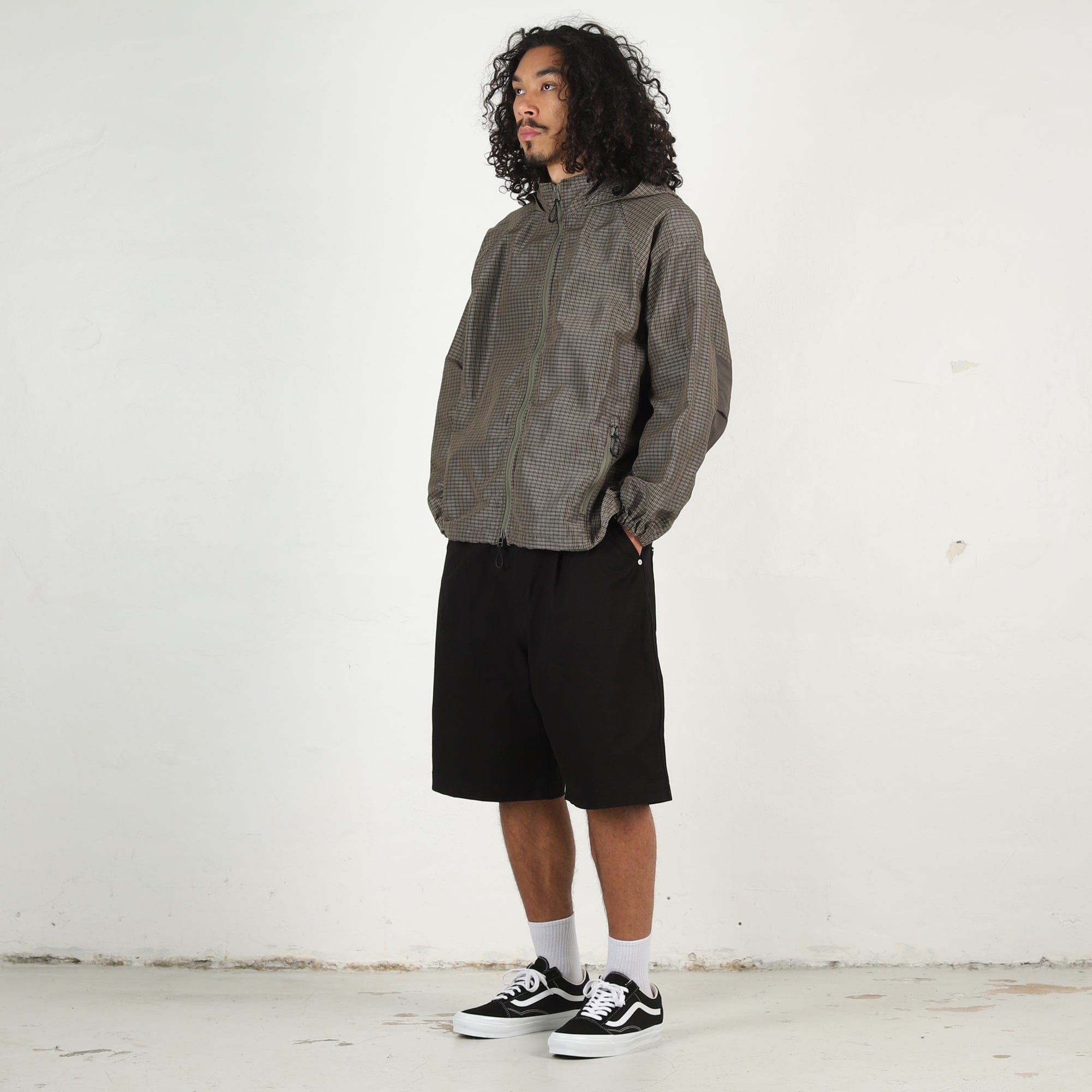 Cdg Homme Polyester Ramie Check Jacket - Khaki