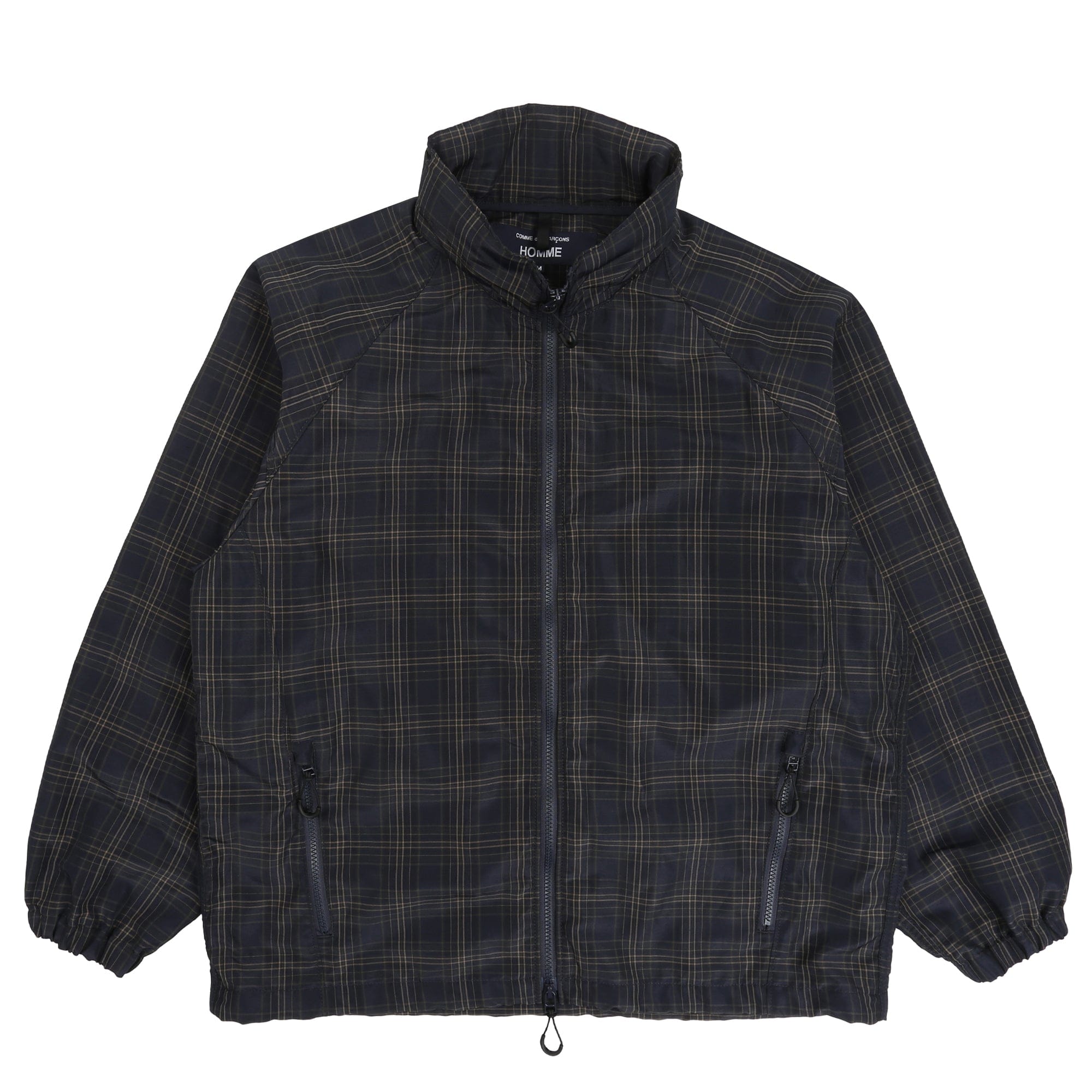 Cdg Homme Polyester Ramie Check Jacket - Navy