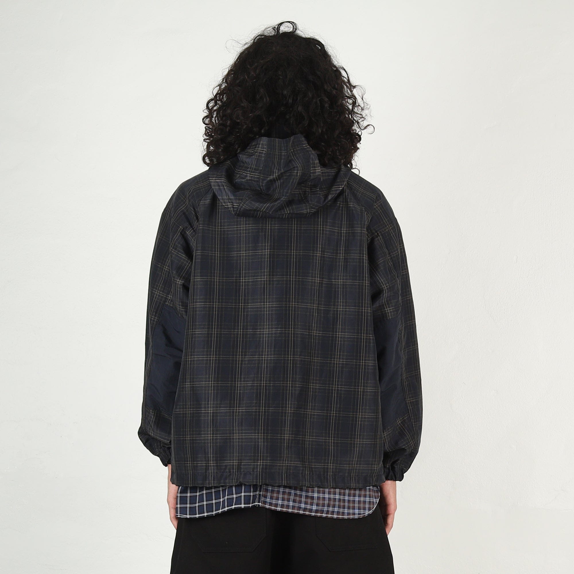 Cdg Homme Polyester Ramie Check Jacket - Navy
