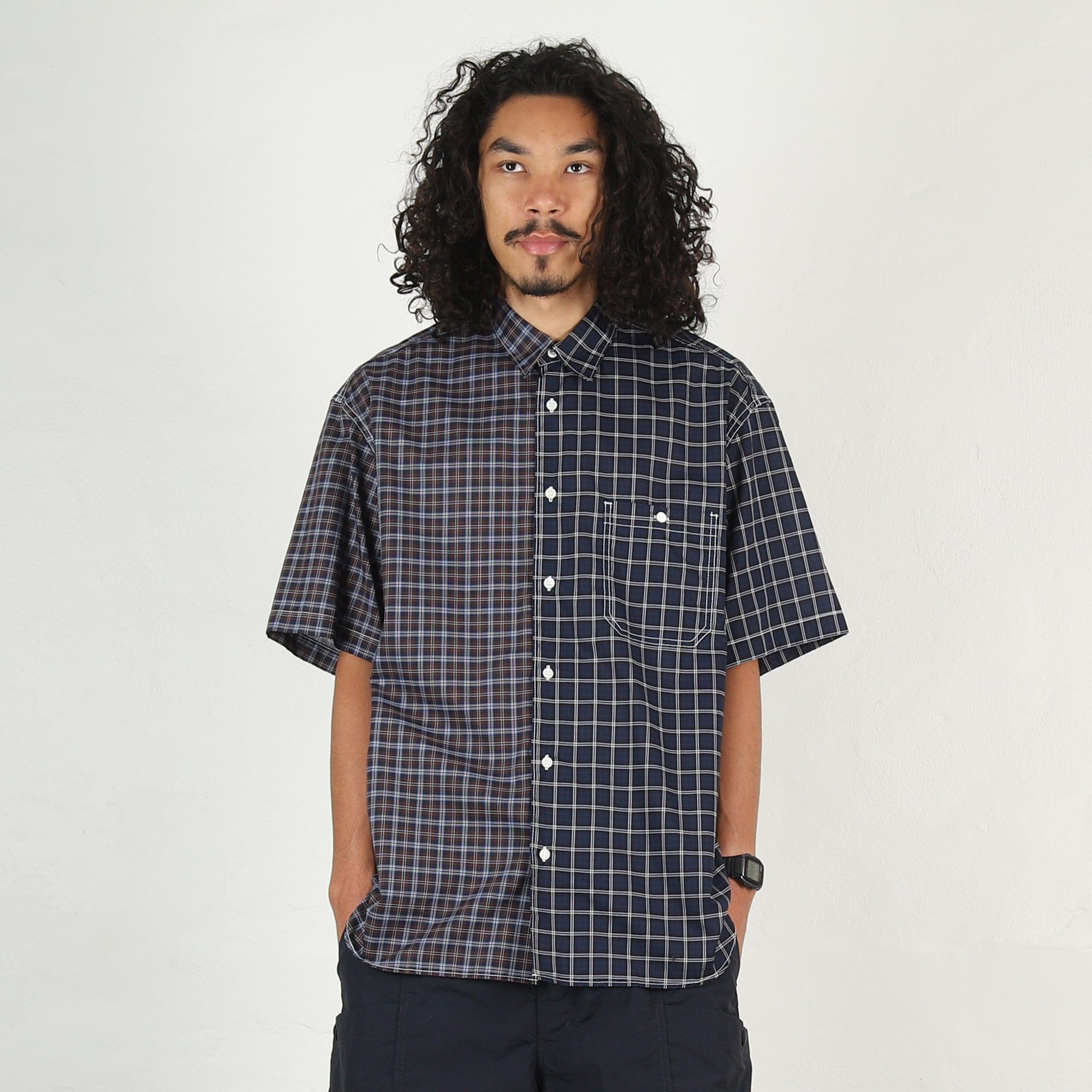 Cdg Homme Cotton Check Shirt - Navy/Black
