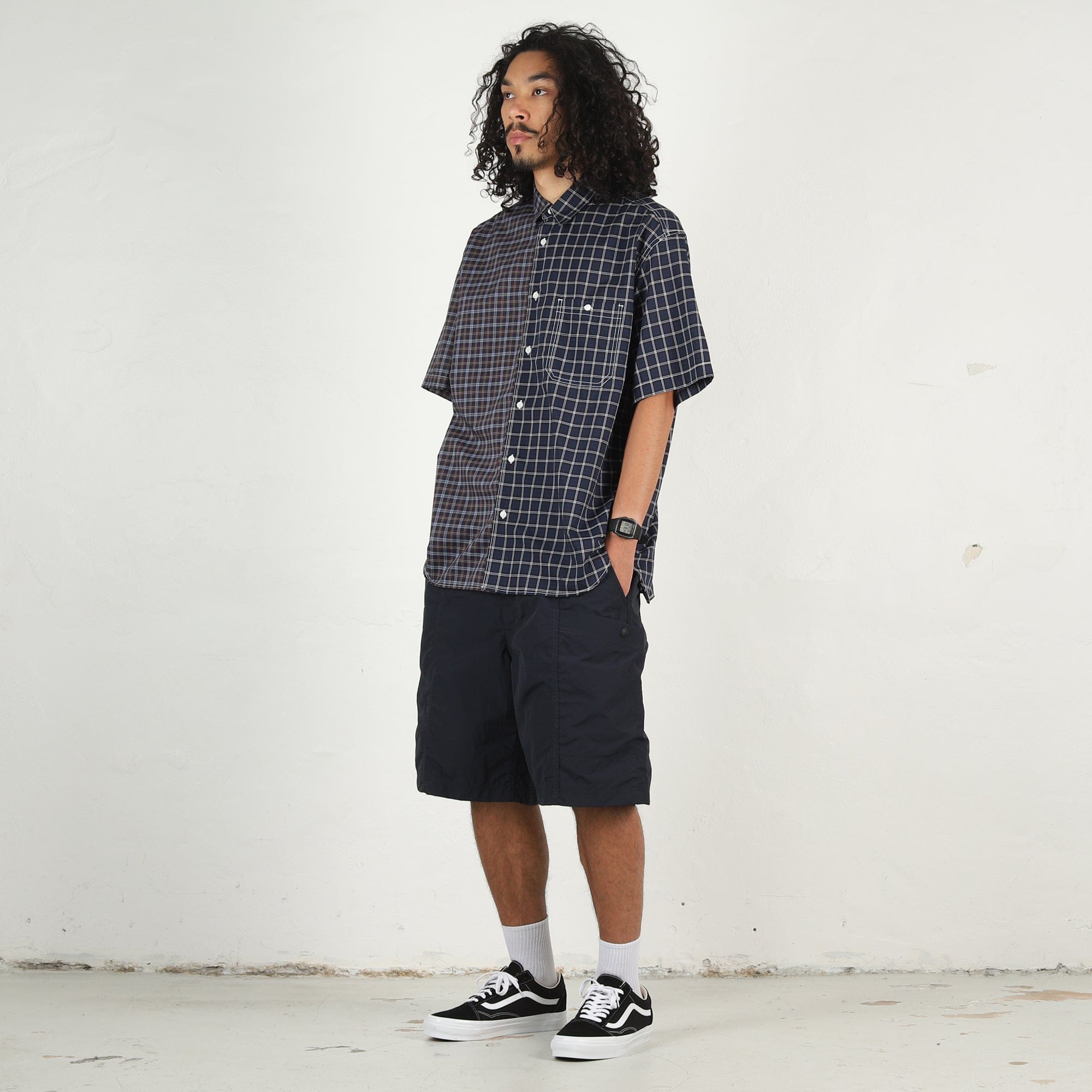Cdg Homme Cotton Check Shirt - Navy/Black
