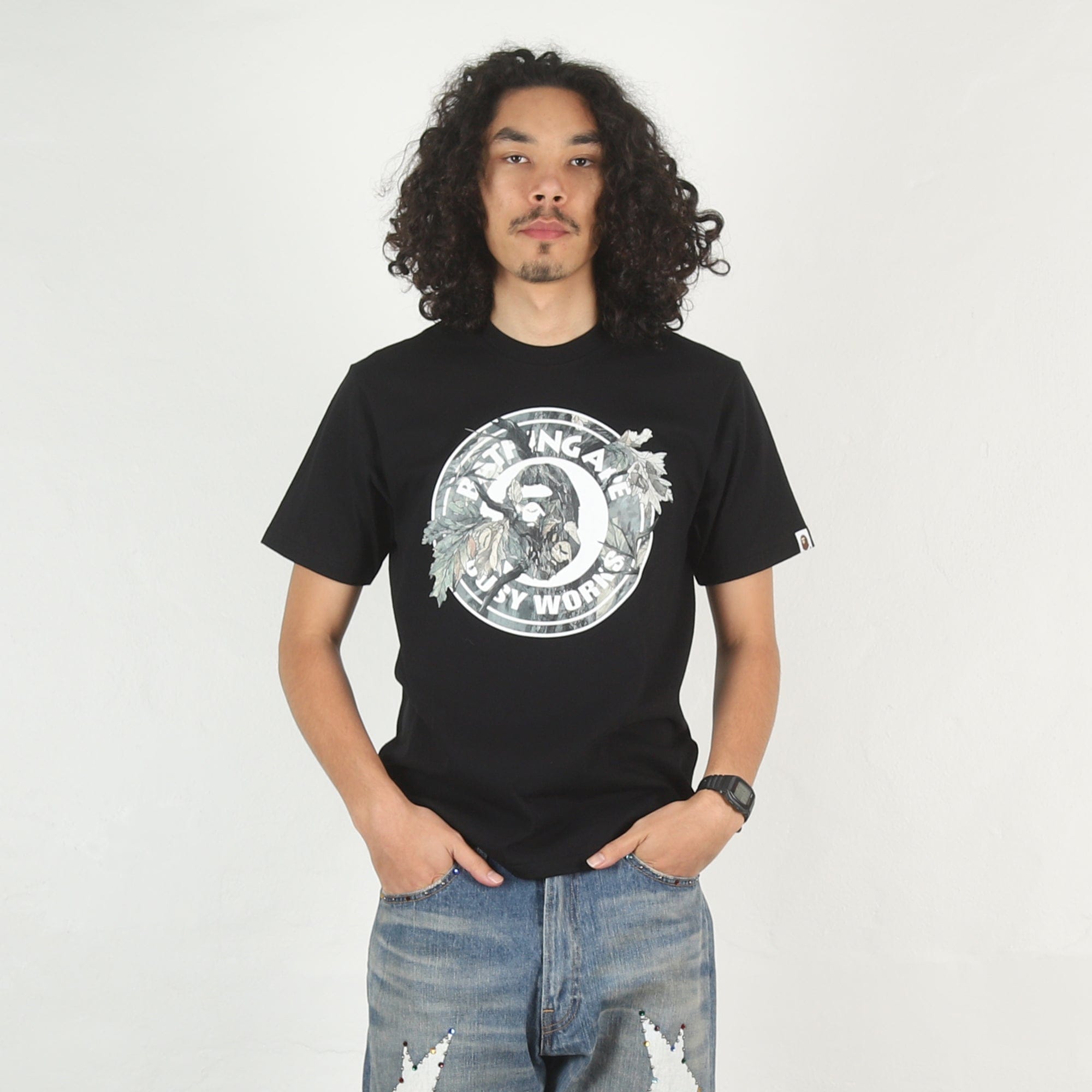 BAPE Tree Edge Camo Busy Works T-Shirt - Black