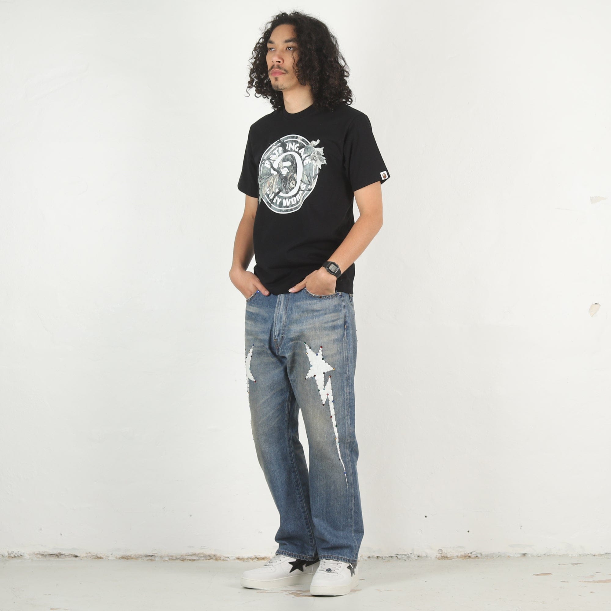 BAPE Tree Edge Camo Busy Works T-Shirt - Black