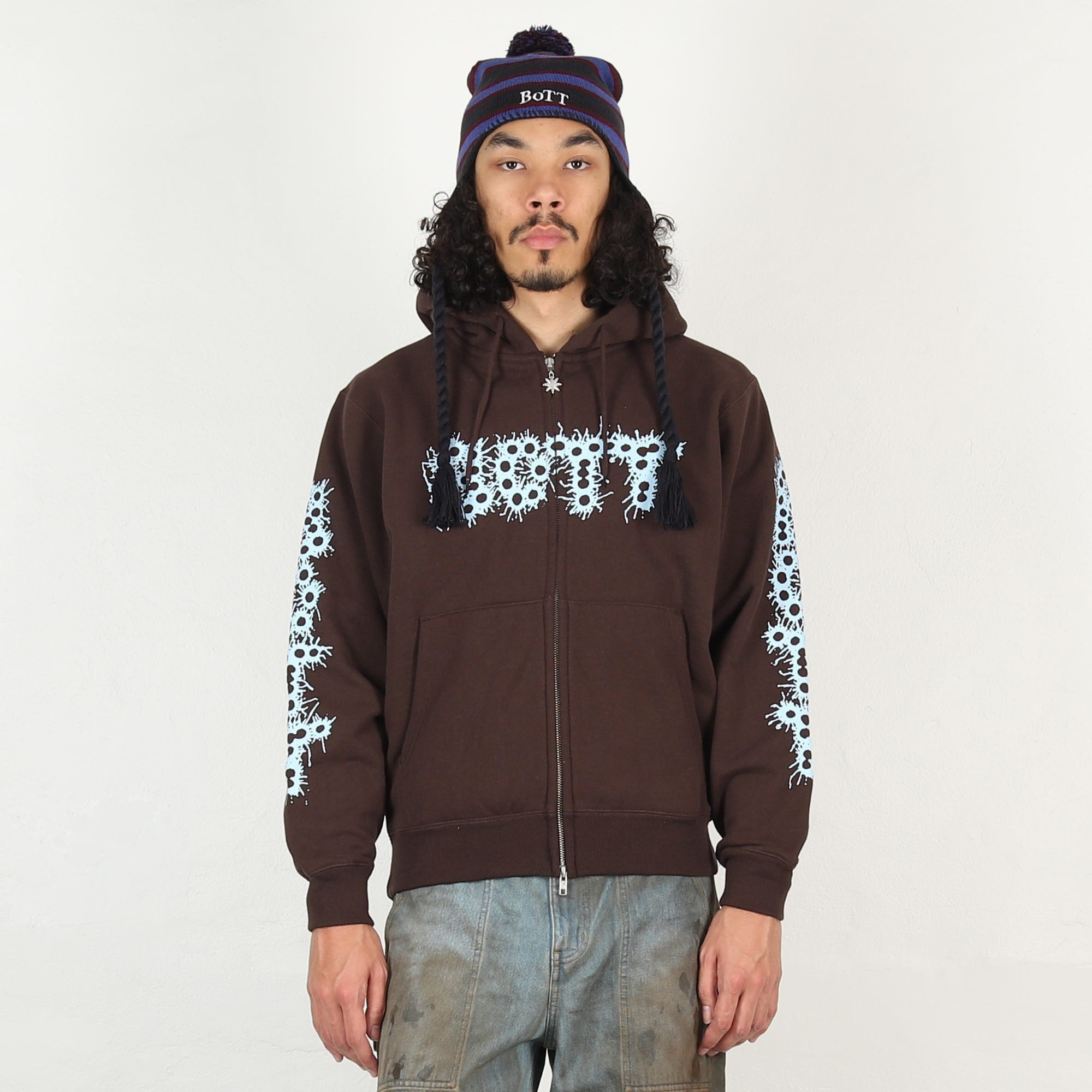 Bott Bang Logo Zip Hoodie - Brown