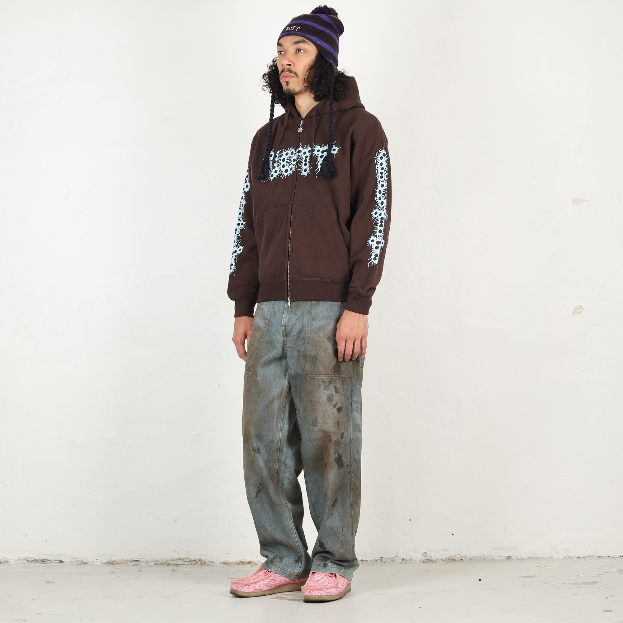 Bott Bang Logo Zip Hoodie - Brown