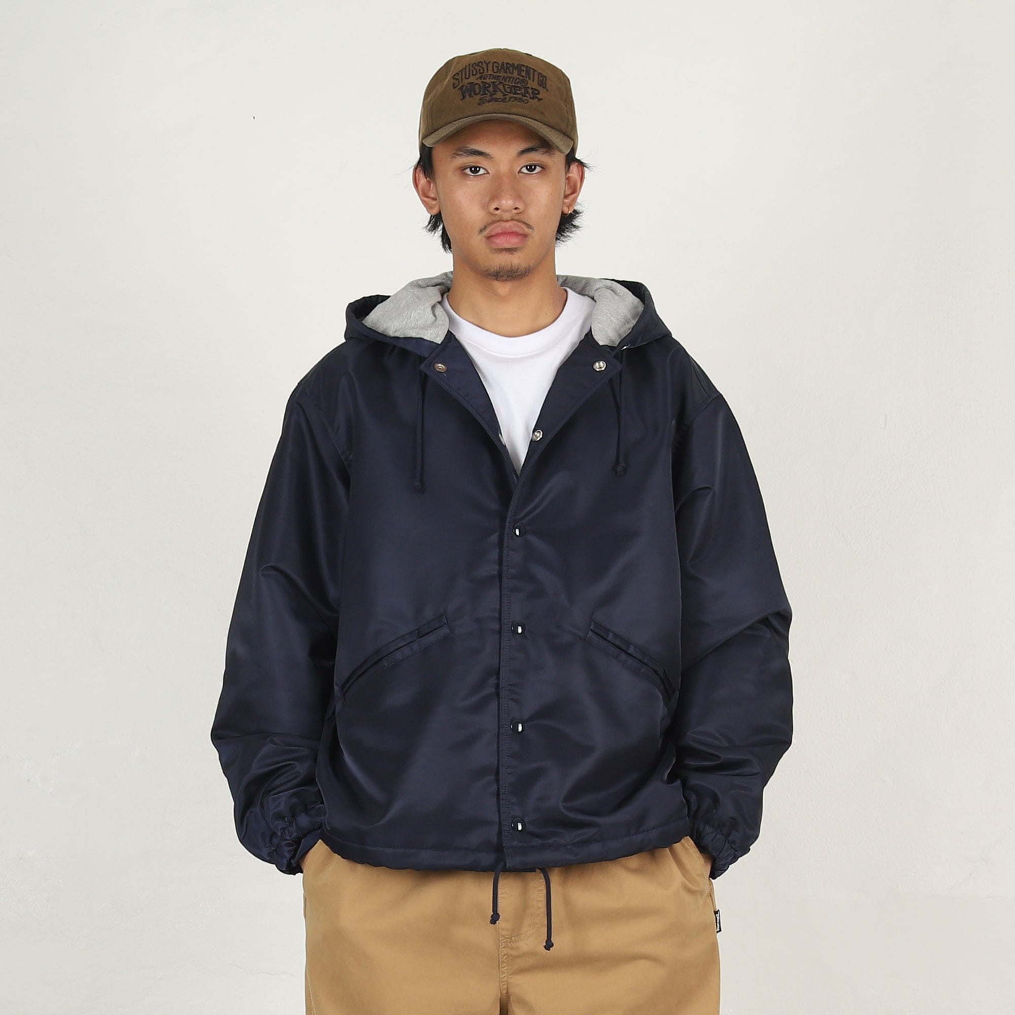 Stussy Hooded Coaches Jacket- Navy