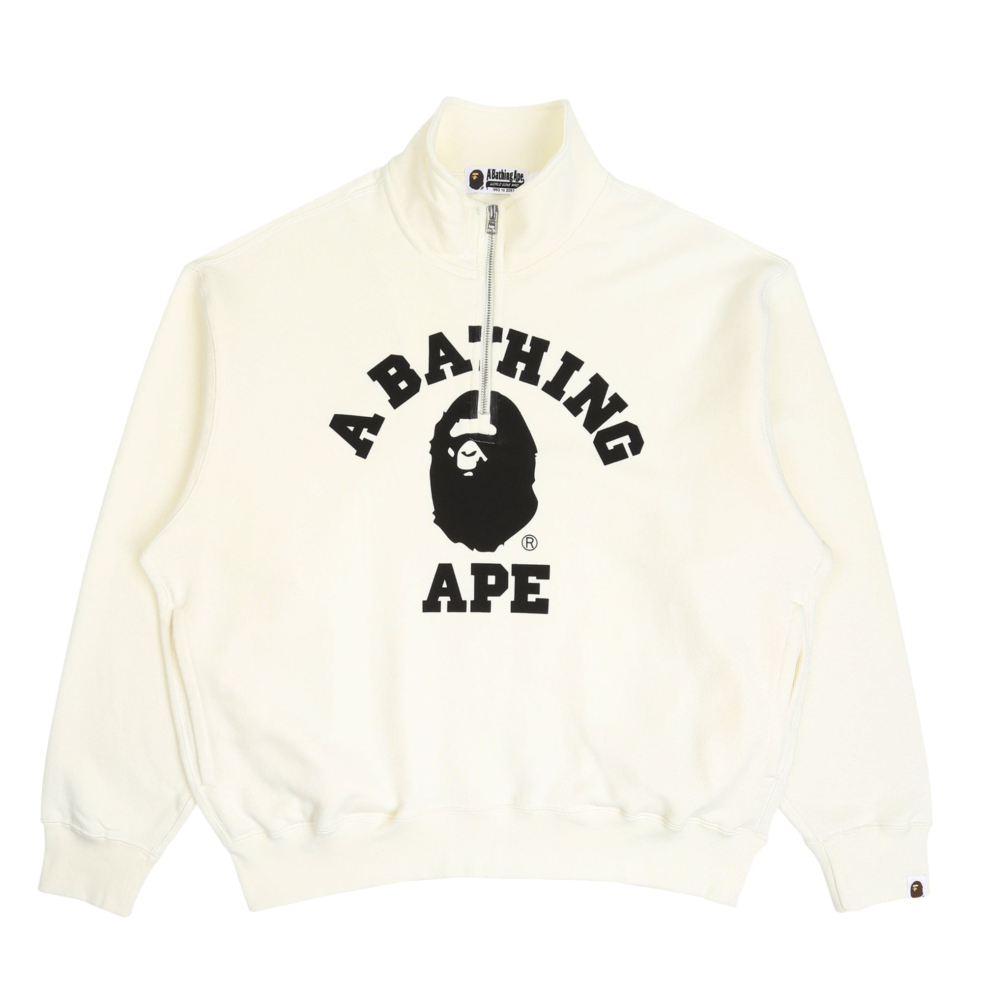 BAPE College Half Zip Relaxed Sweatshirt - Ivory