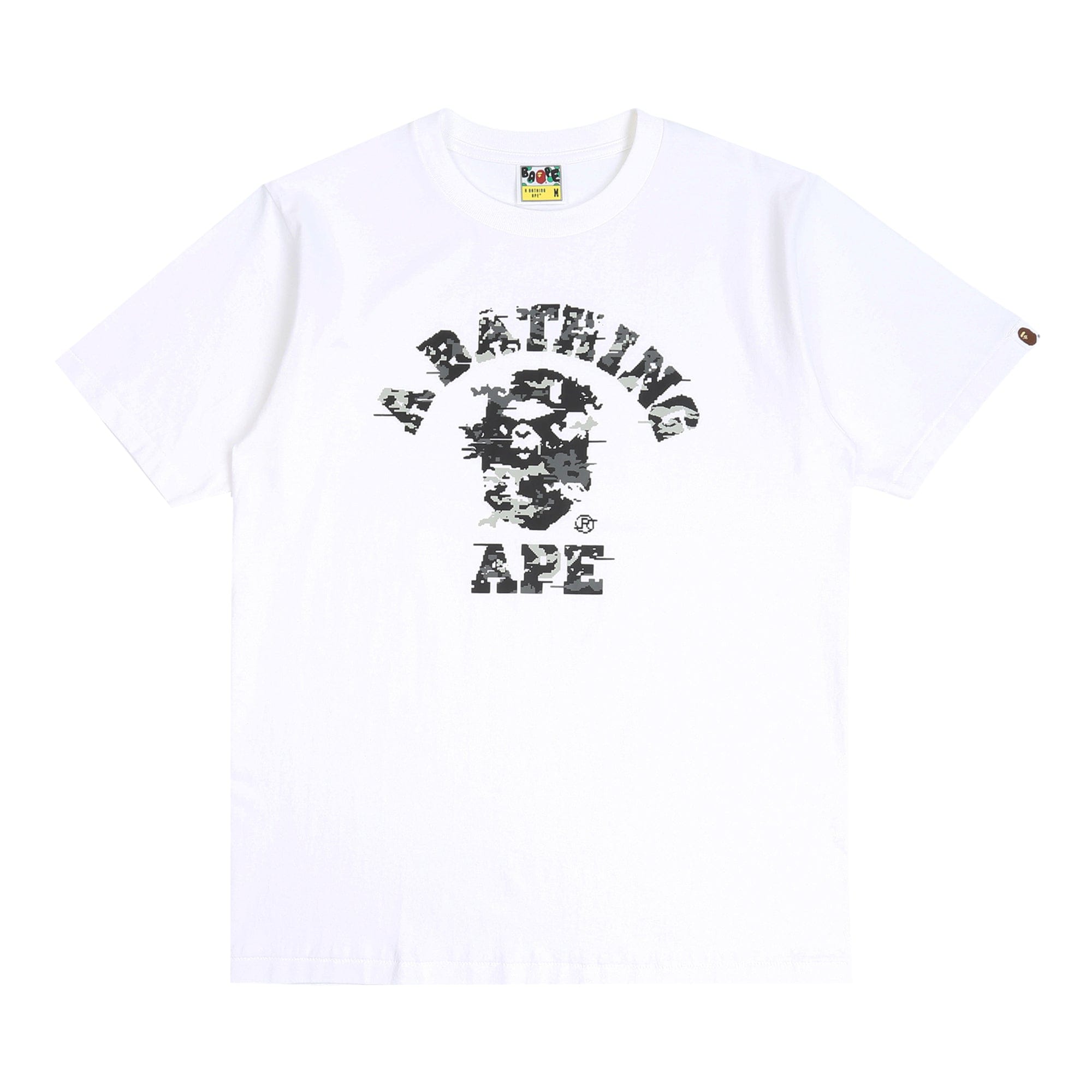 BAPE Multi Pixel Camo College T-Shirt - White/Black