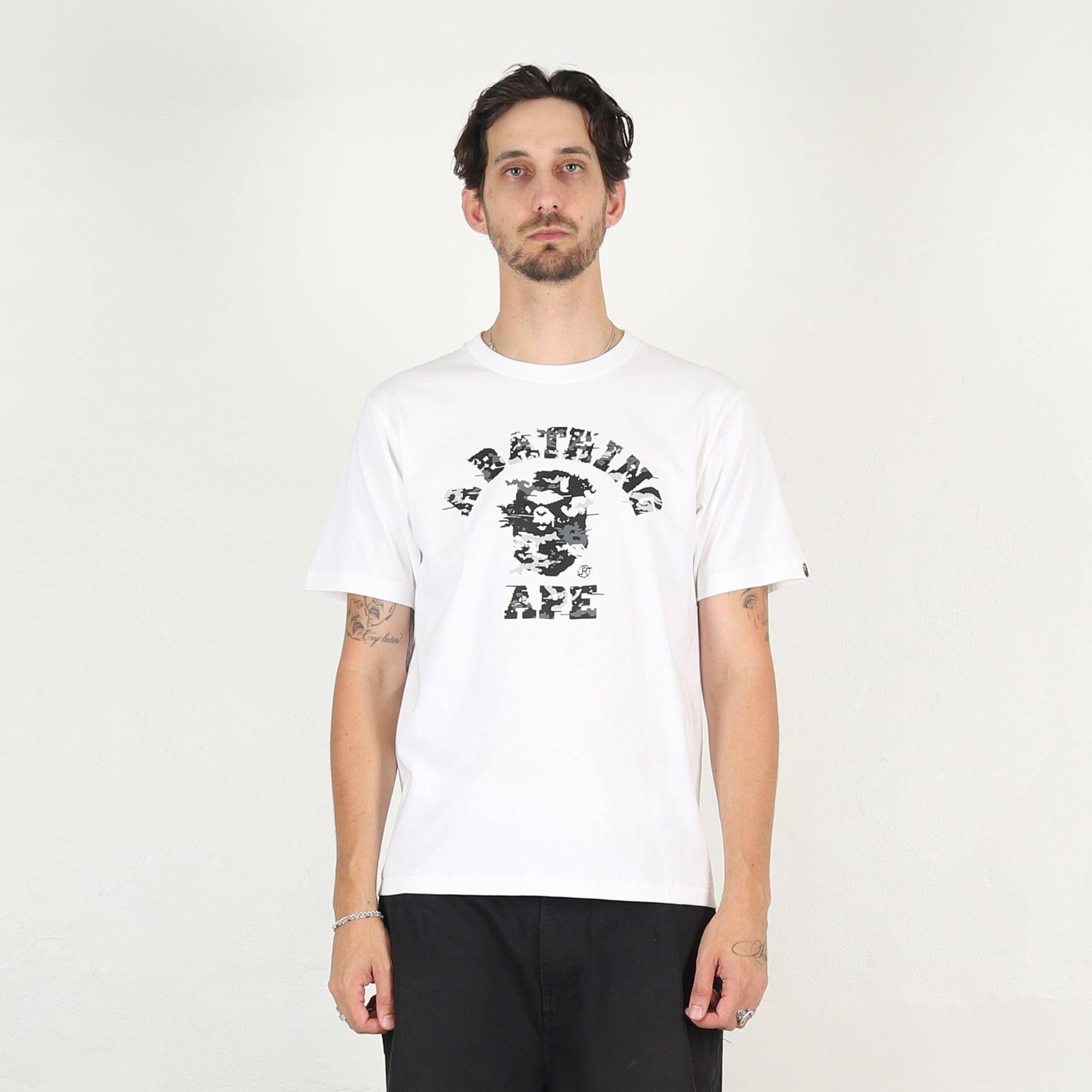 BAPE Multi Pixel Camo College T-Shirt - White/Black