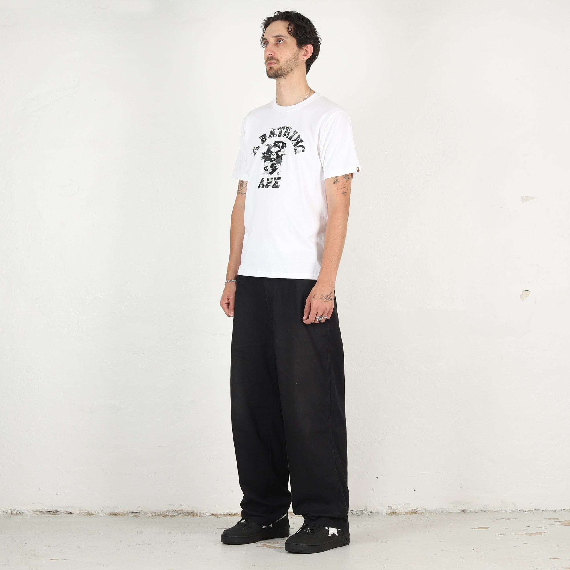 BAPE Multi Pixel Camo College T-Shirt - White/Black
