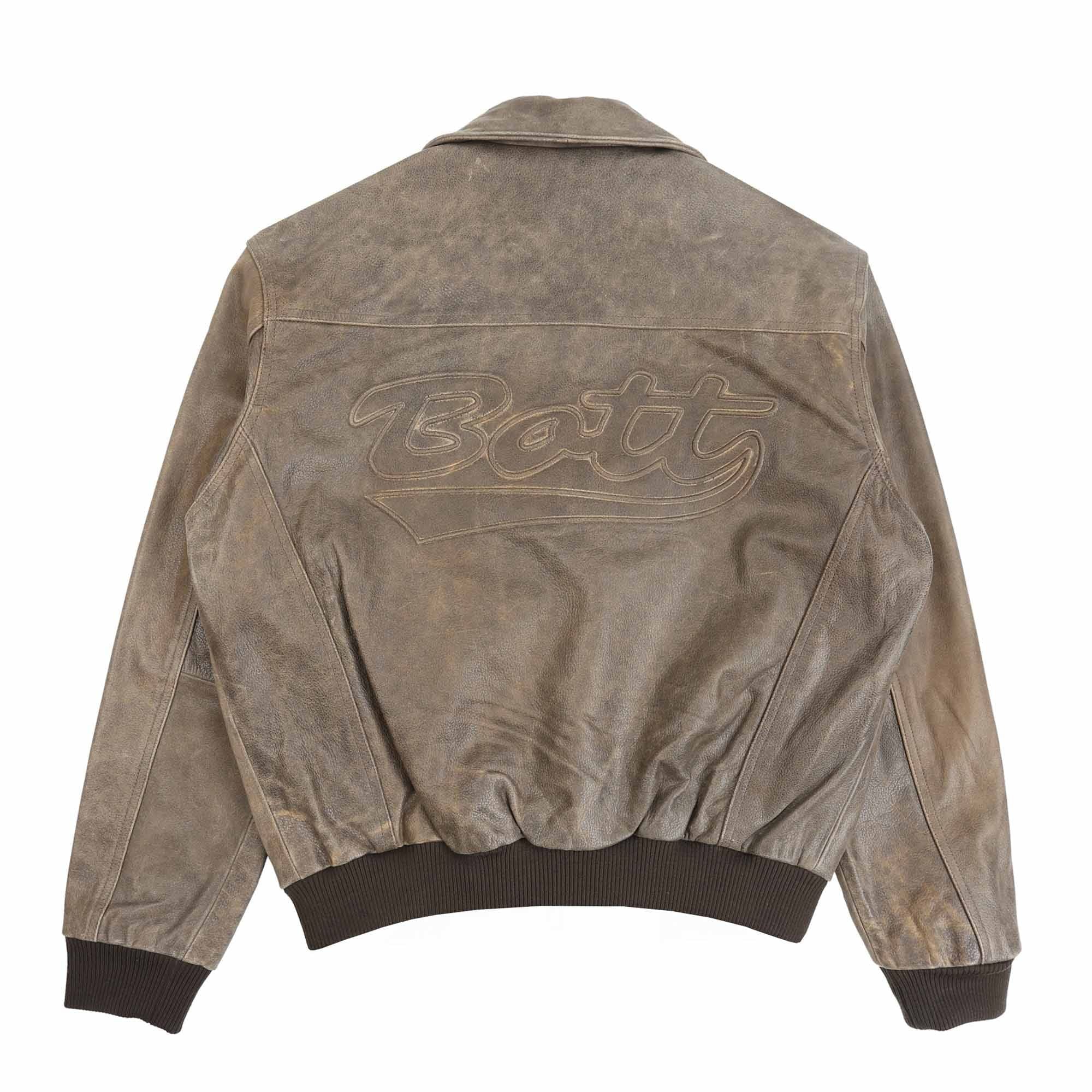 Bott Script Logo Cracked Leather Jacket - Brown
