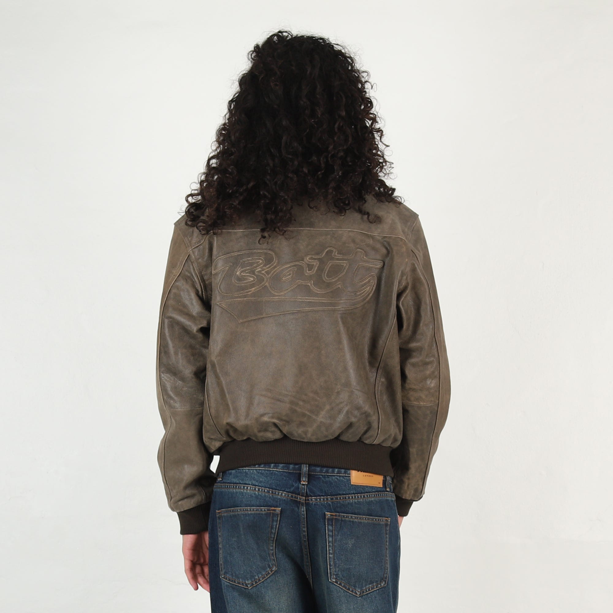 Bott Script Logo Cracked Leather Jacket - Brown