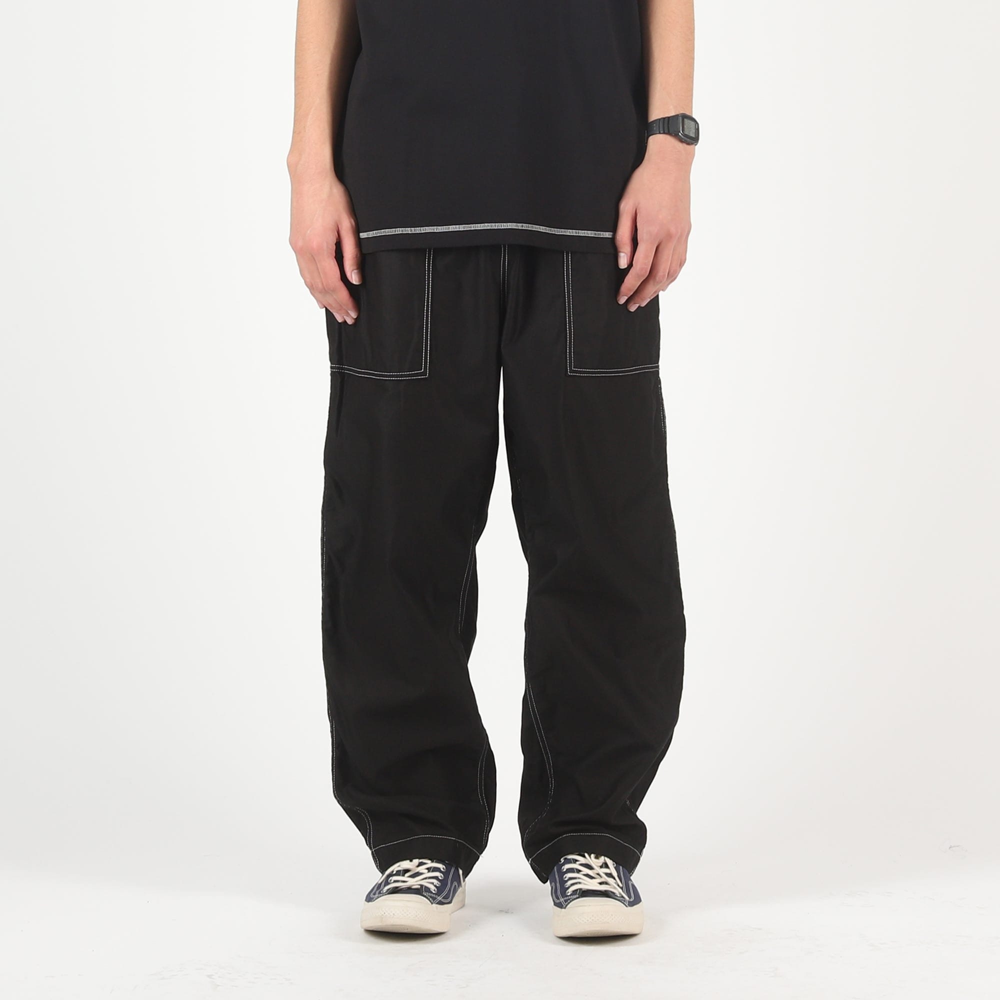 CDG HOMME Cotton Satin Garment Treated Pants - Black