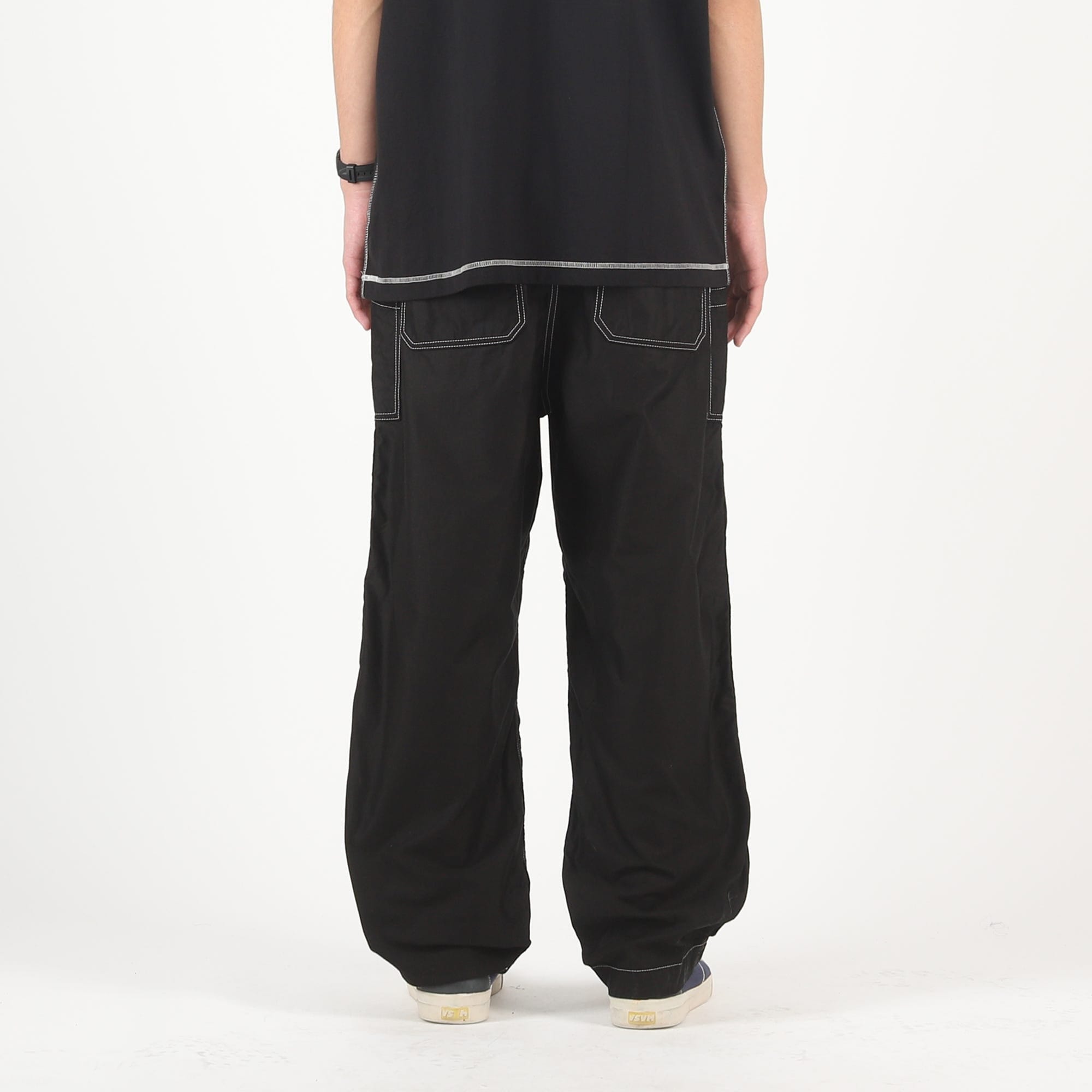 CDG HOMME Cotton Satin Garment Treated Pants - Black