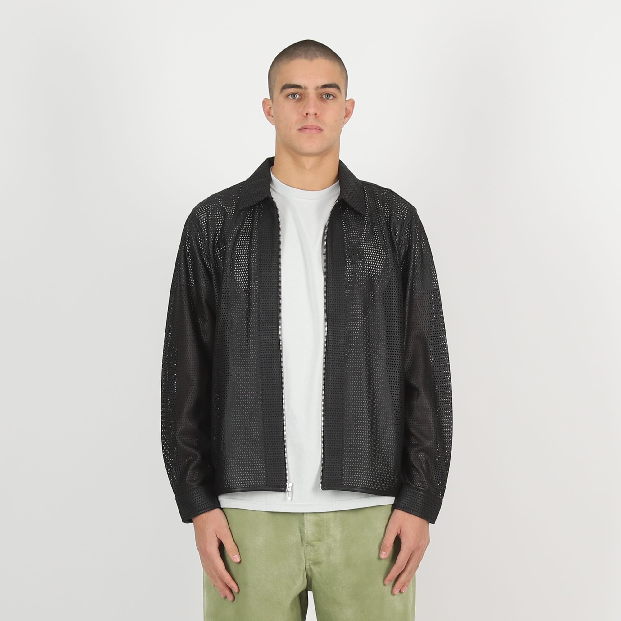 Stussy ZIP SHIRT PERFORATED LEATHER