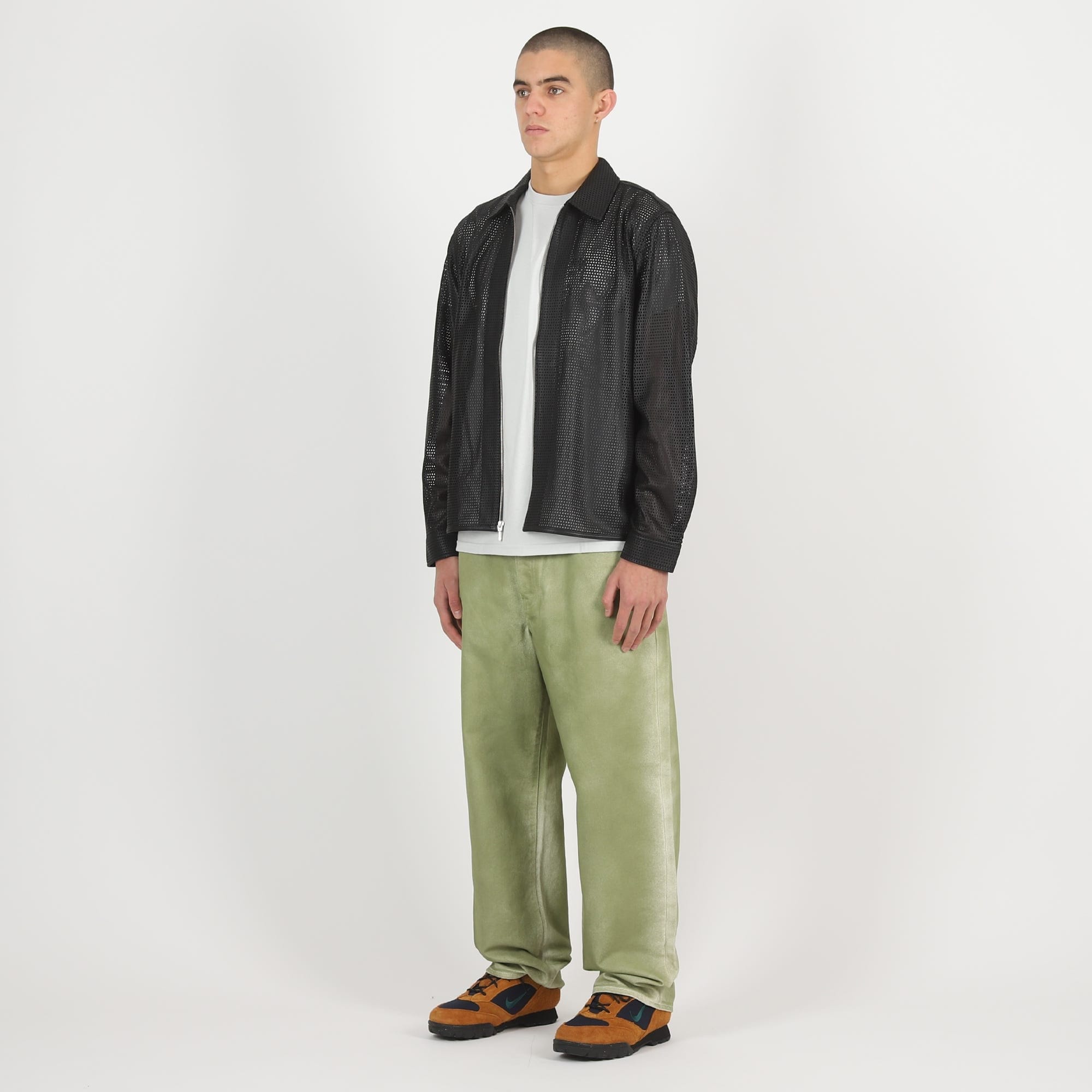 Stussy ZIP SHIRT PERFORATED LEATHER