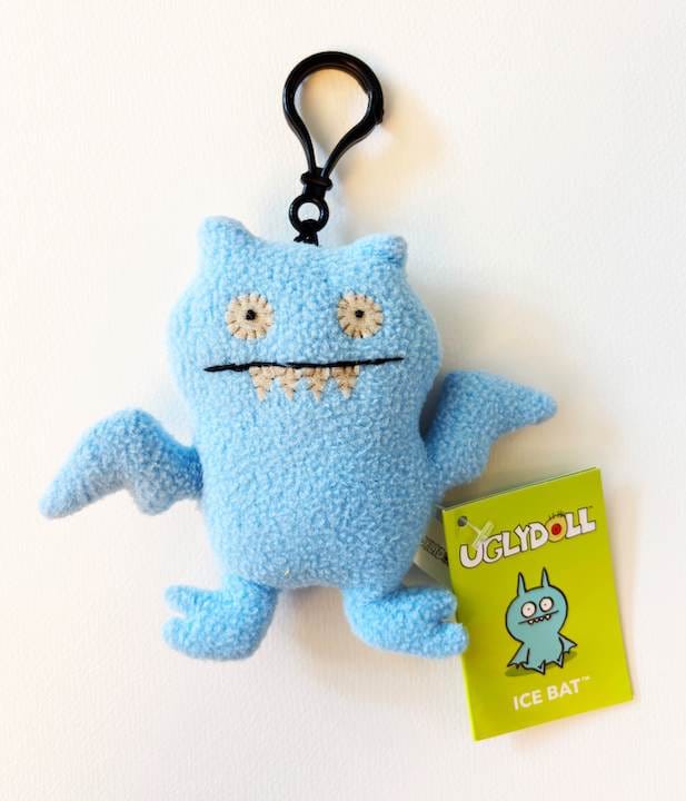 Uglydoll Ice Bat Blue mini plush backpack clip
