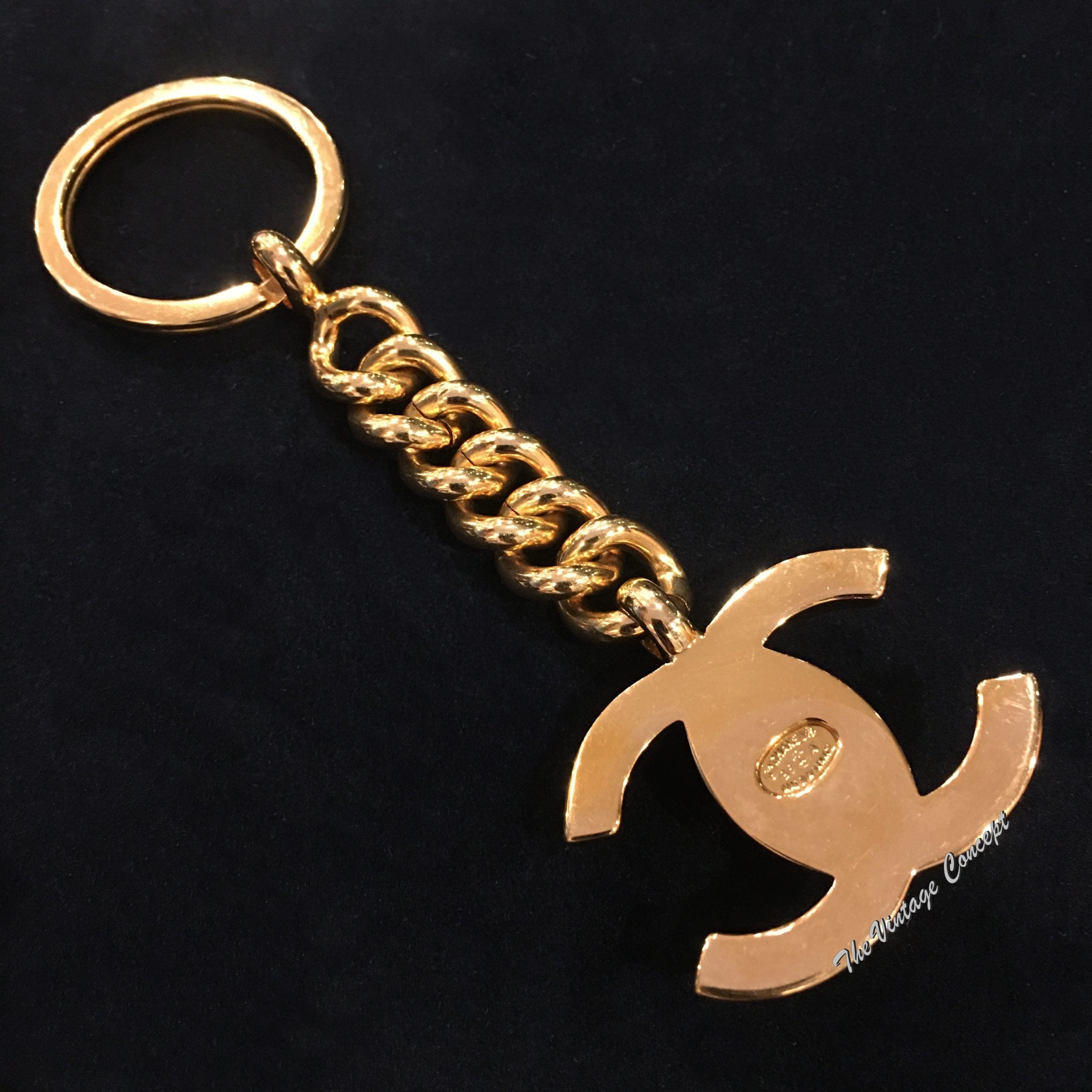 Chanel Gold Tone Turn Lock Key Chain 96A