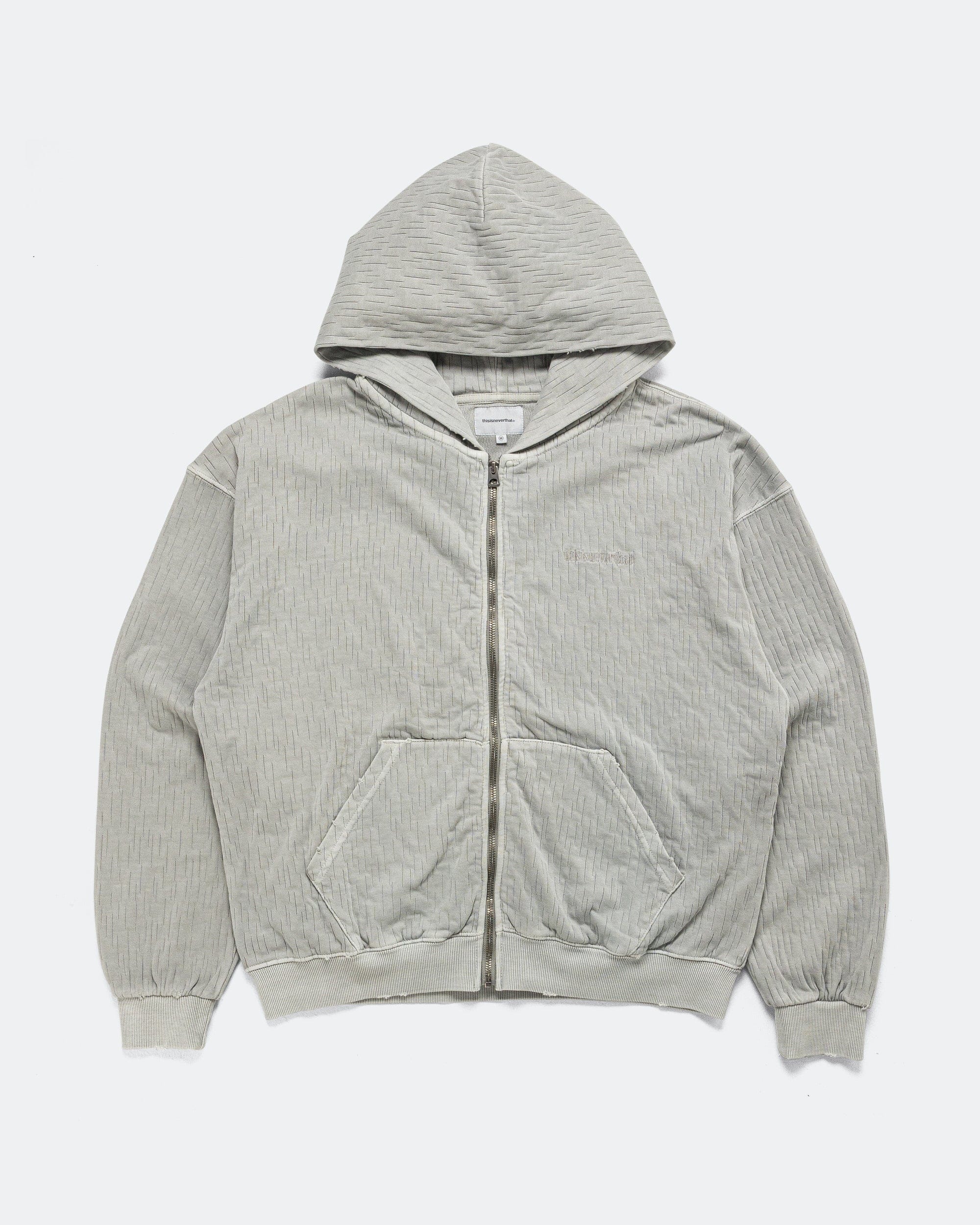 thisisneverthat Damaged Zip Up Hoodie - Khaki Grey