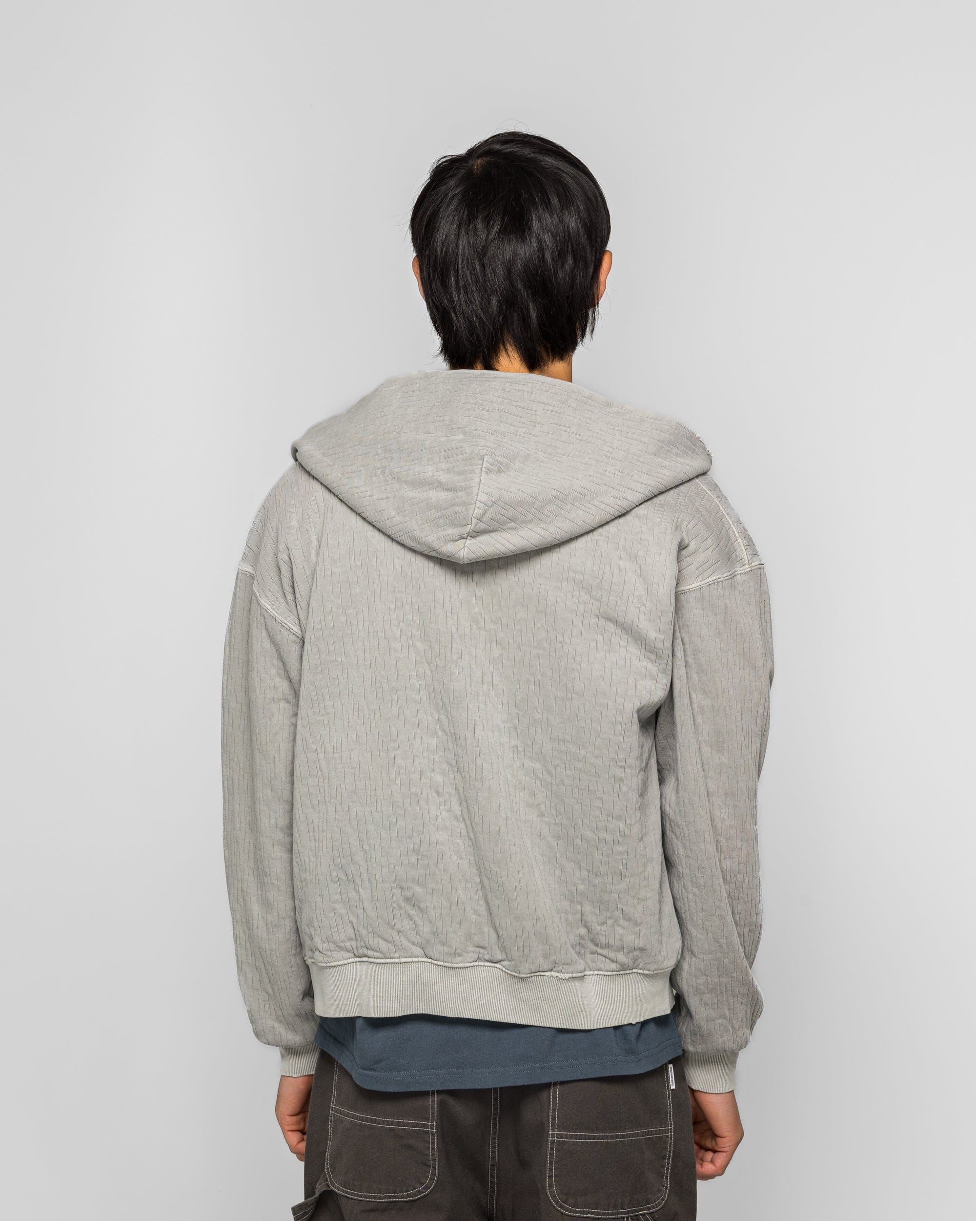 thisisneverthat Damaged Zip Up Hoodie - Khaki Grey