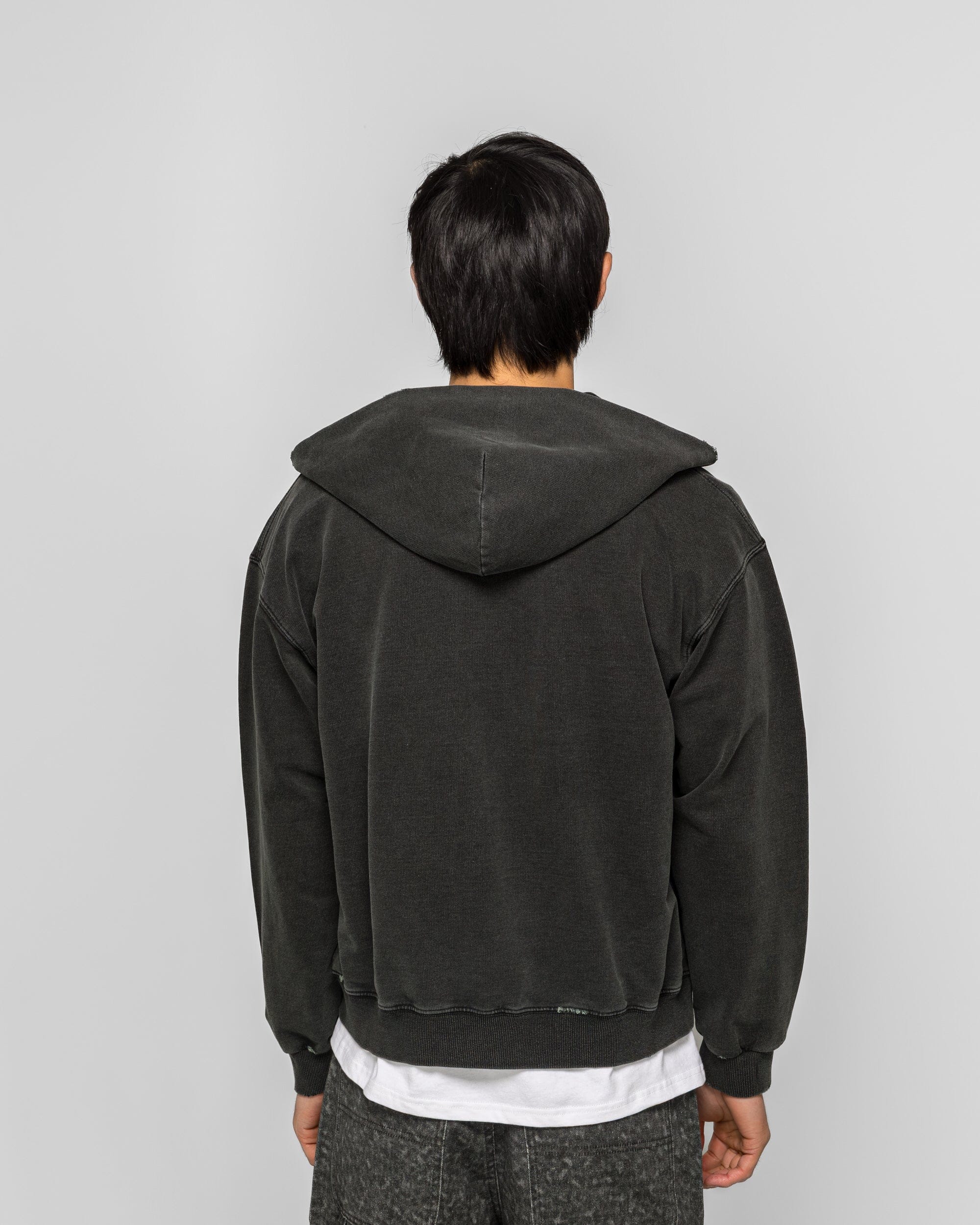 thisisneverthat Damaged Zip Up Hoodie - Faded Black