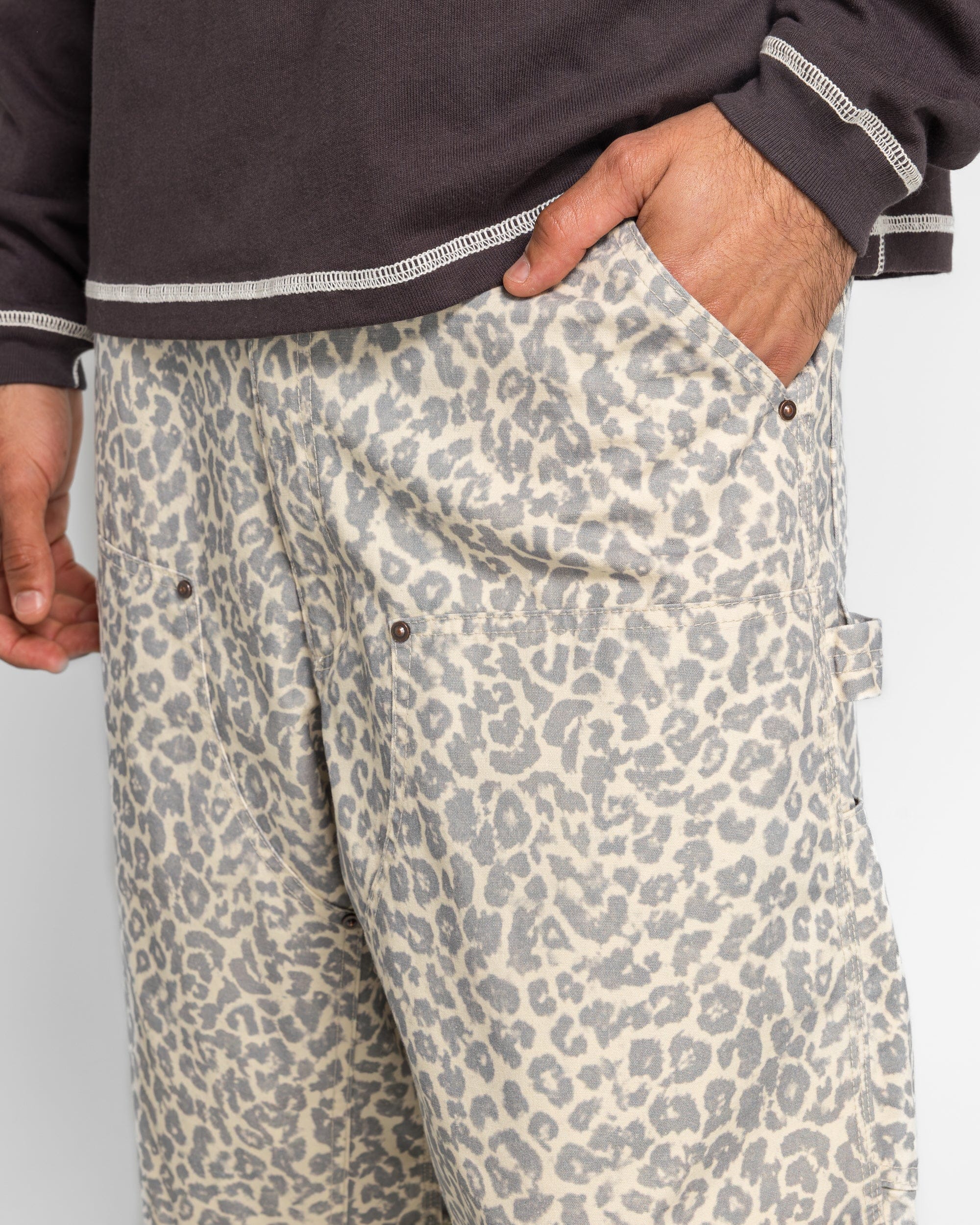 Beams Print Double Knee Shorts - Leopard