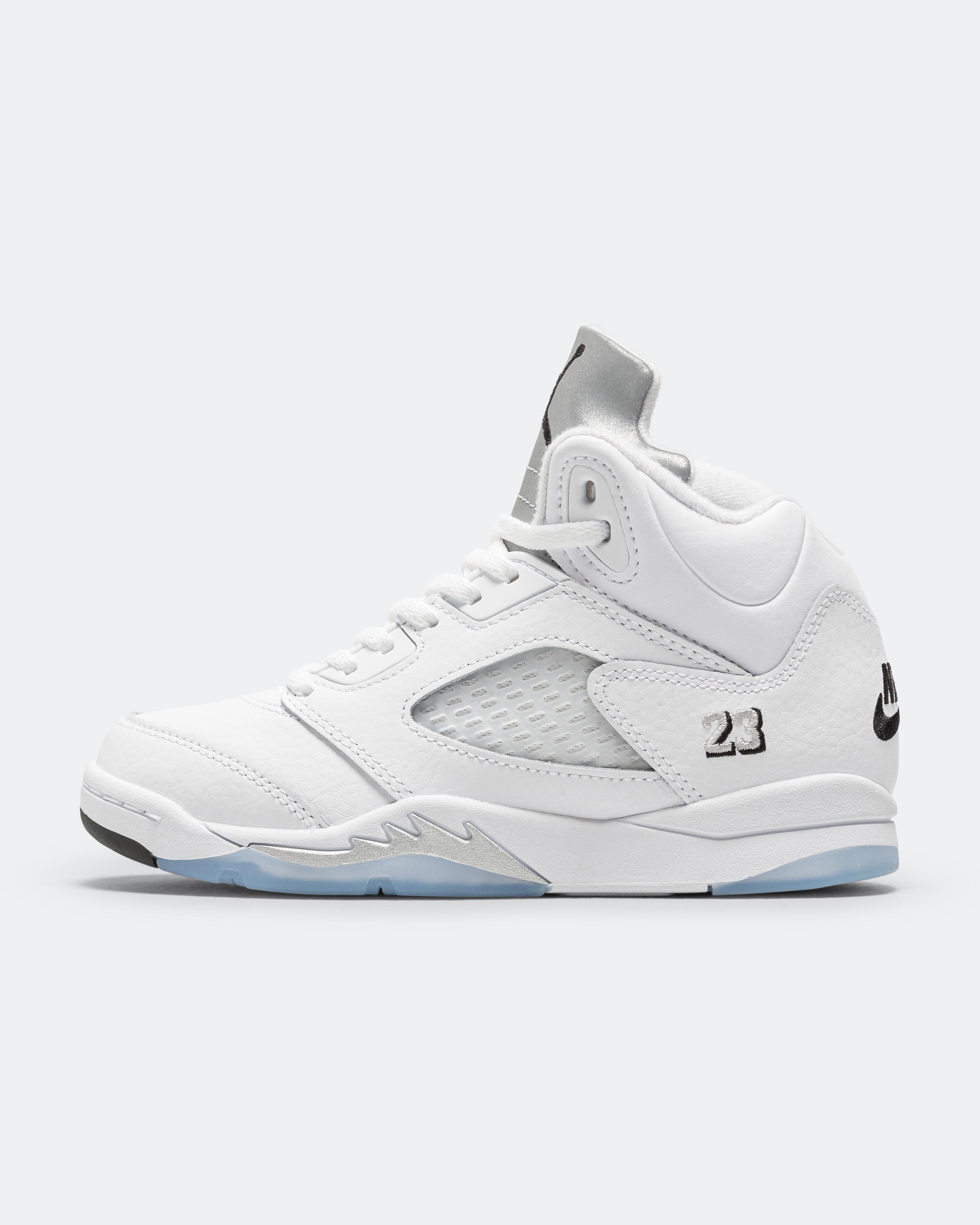 Air Jordan Jordan 5 Retro (PS) - White/Black-Metallic Silver