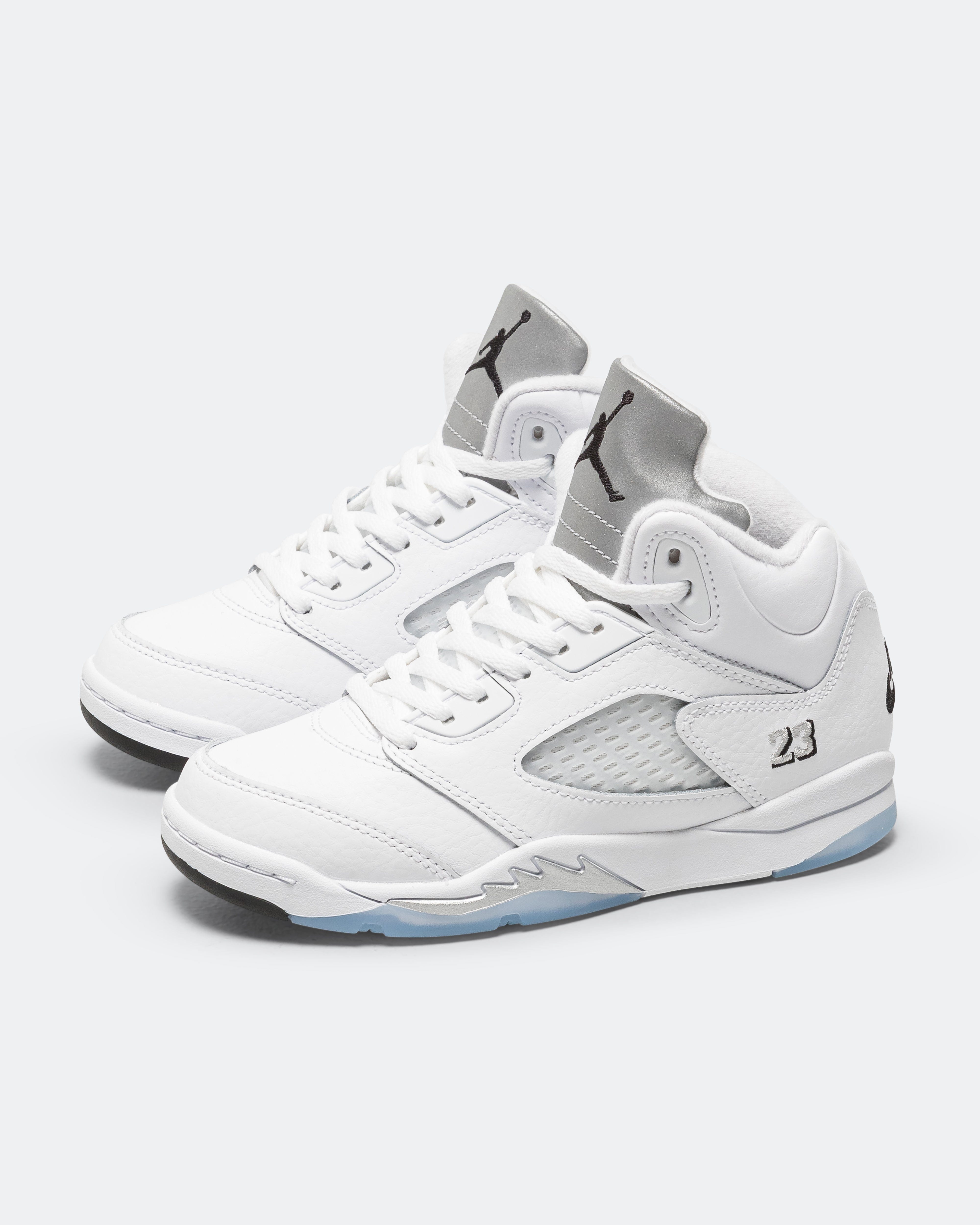 Air Jordan Jordan 5 Retro (PS) - White/Black-Metallic Silver