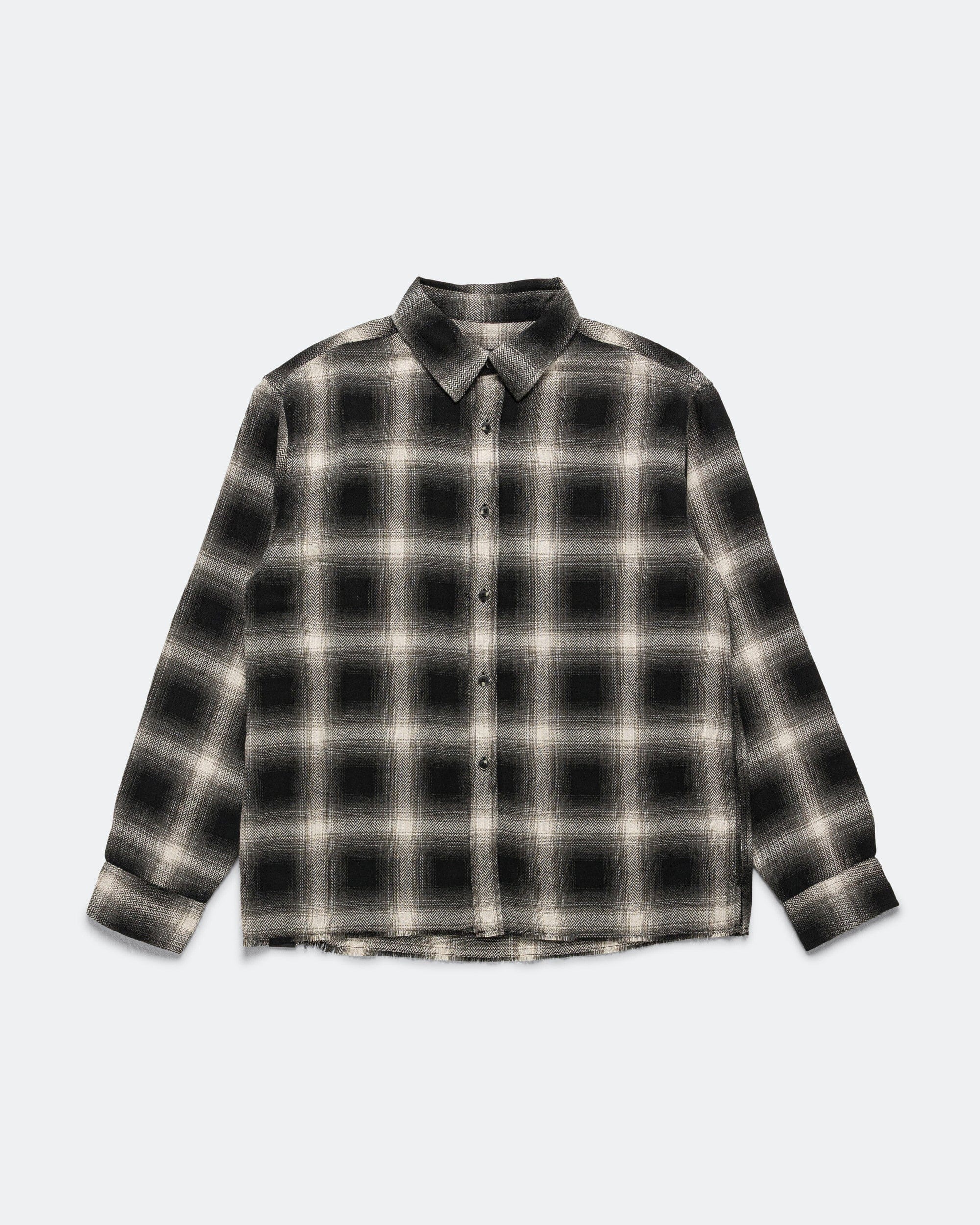 Beach Brains Hold LS Shirt - Black Plaid
