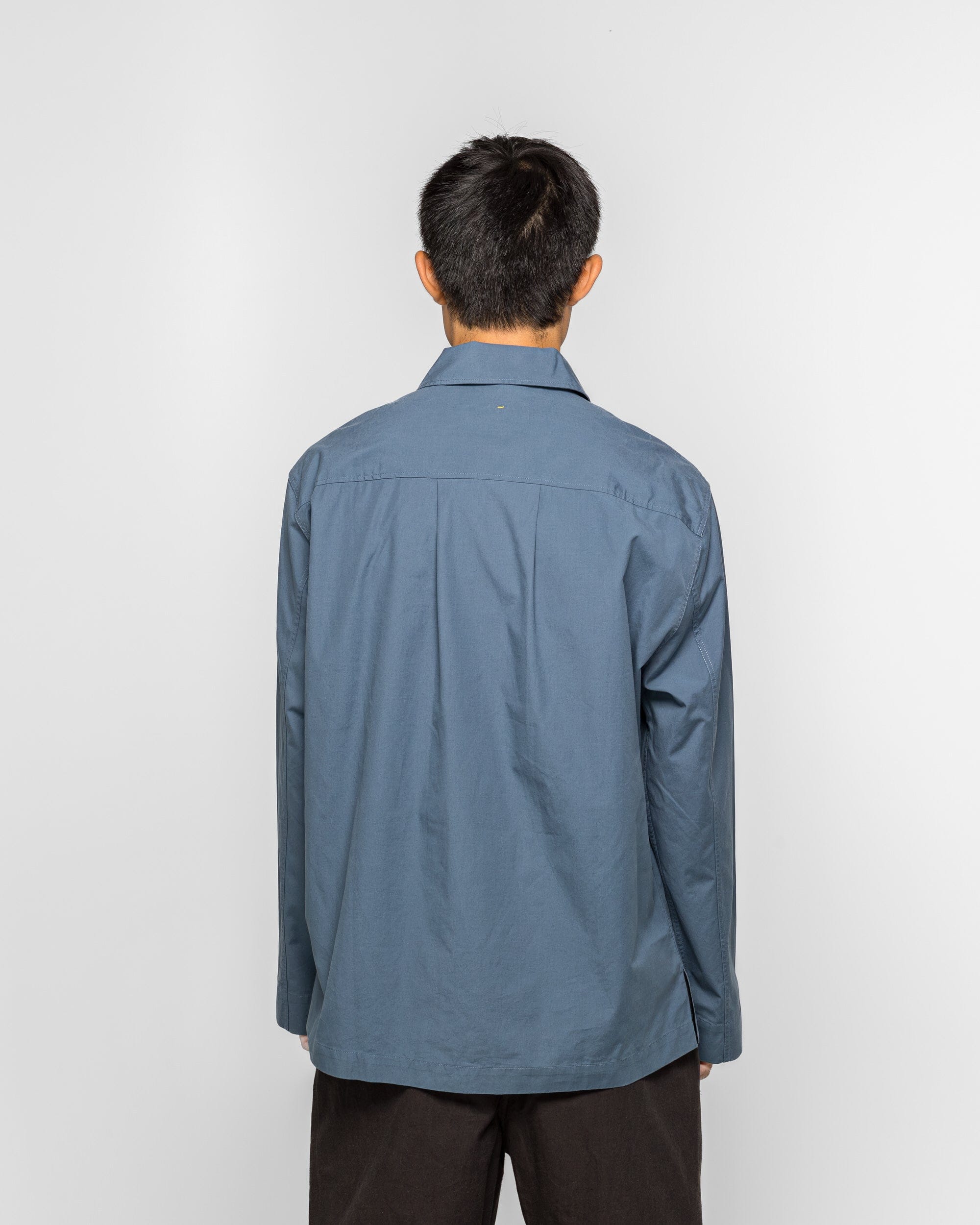 MHL. LS Half Zip Shirt - Blue Sanded Cotton Poplin Uniform