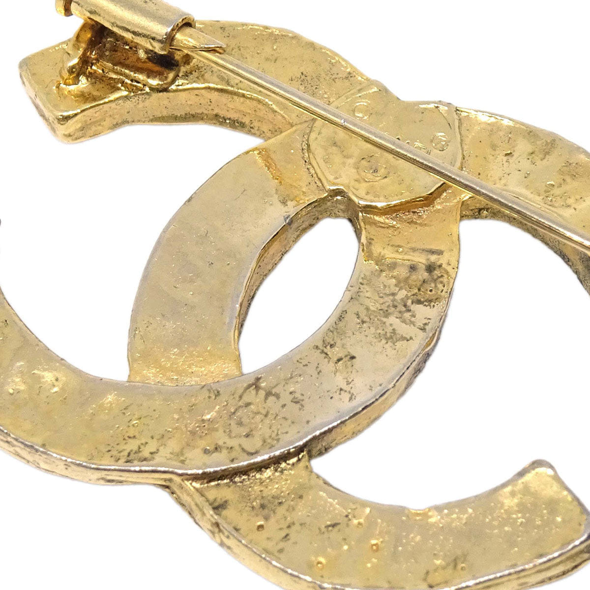Chanel CC Brooch Pin Gold Rhinestone