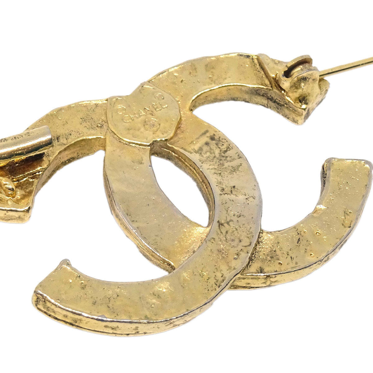 Chanel CC Brooch Pin Gold Rhinestone